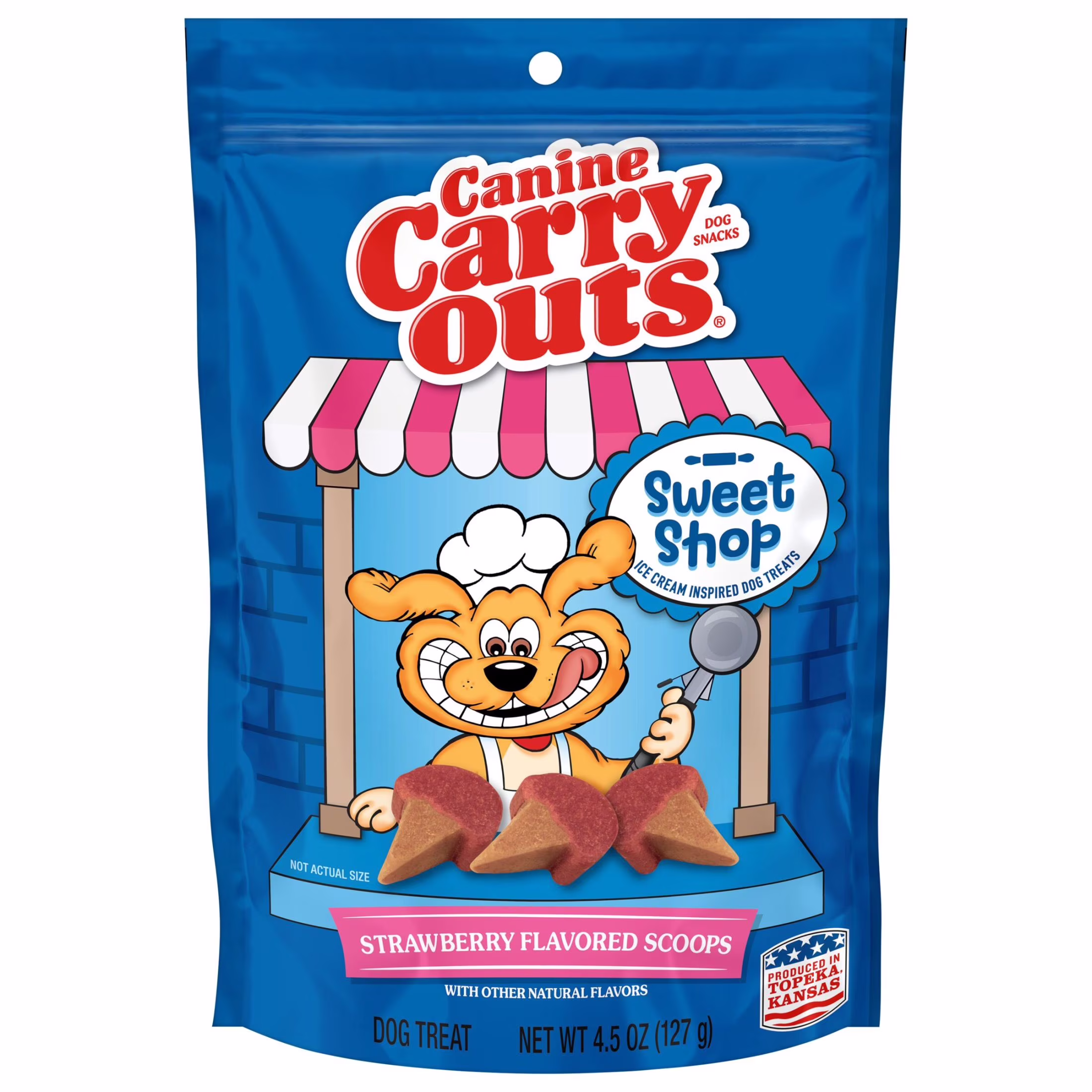 Canine Carry Outs Sweet Shop Strawberry Flavored Scoops with Other Natural Flavors, Chewy Dog Treats, 4.5 oz Bag
