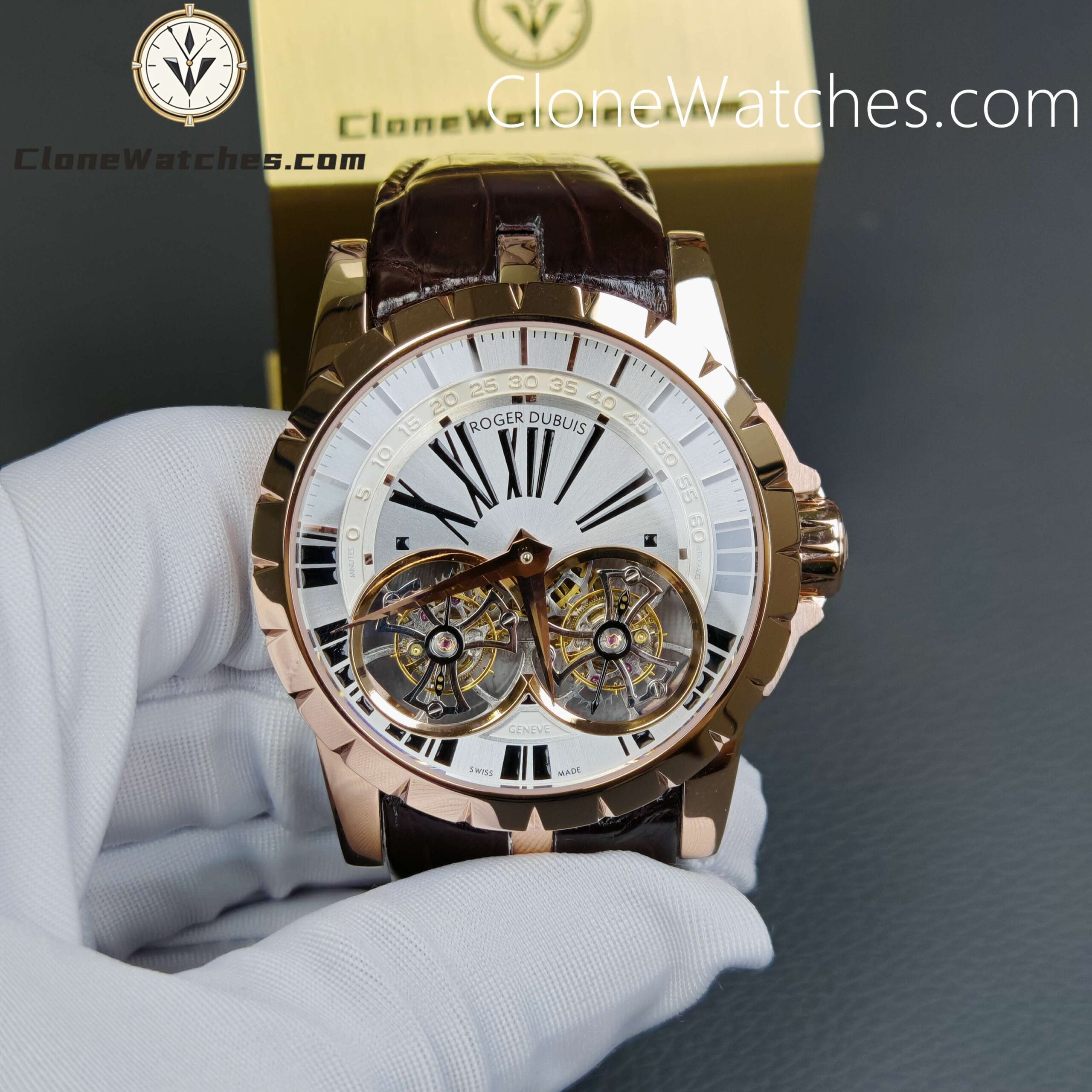 Roger Dubuis Super Clone Watches 1:1 Excalibur Rose Gold RDDBEX0249 45MM