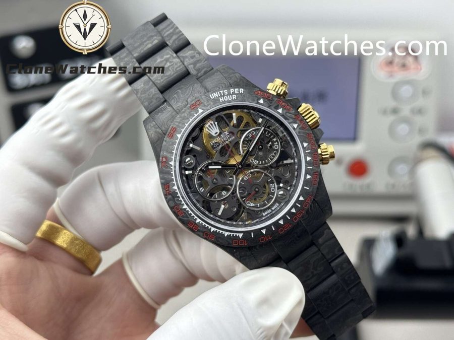 Modified Super Clone Watches 1:1 Rolex Daytona 4130 Super Lightweight Carbon Fiber “Red Tachymeter” 40mm