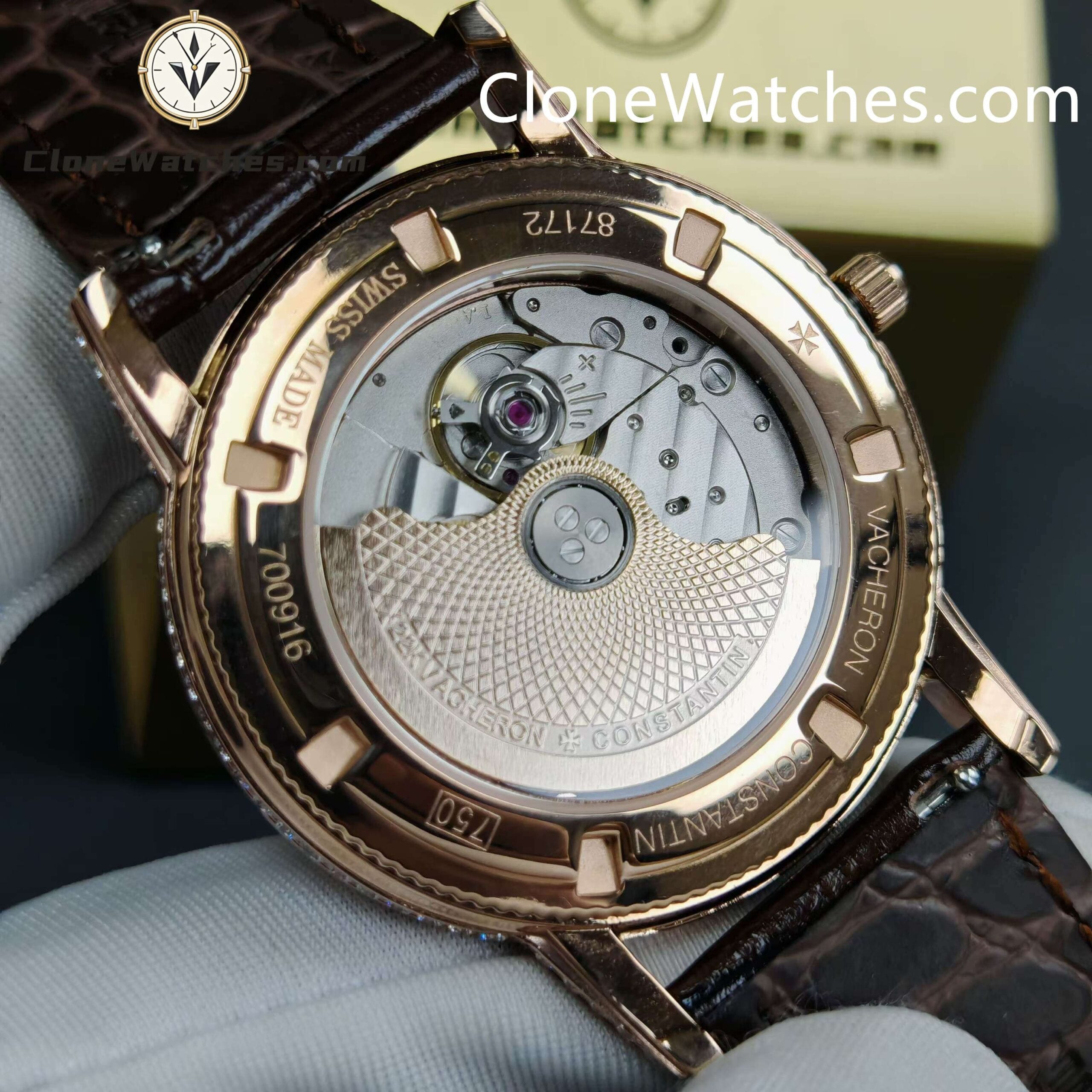 Vacheron Constantin Super Clone Watches 1:1 Patrimony Rose Gold Diamond Dial