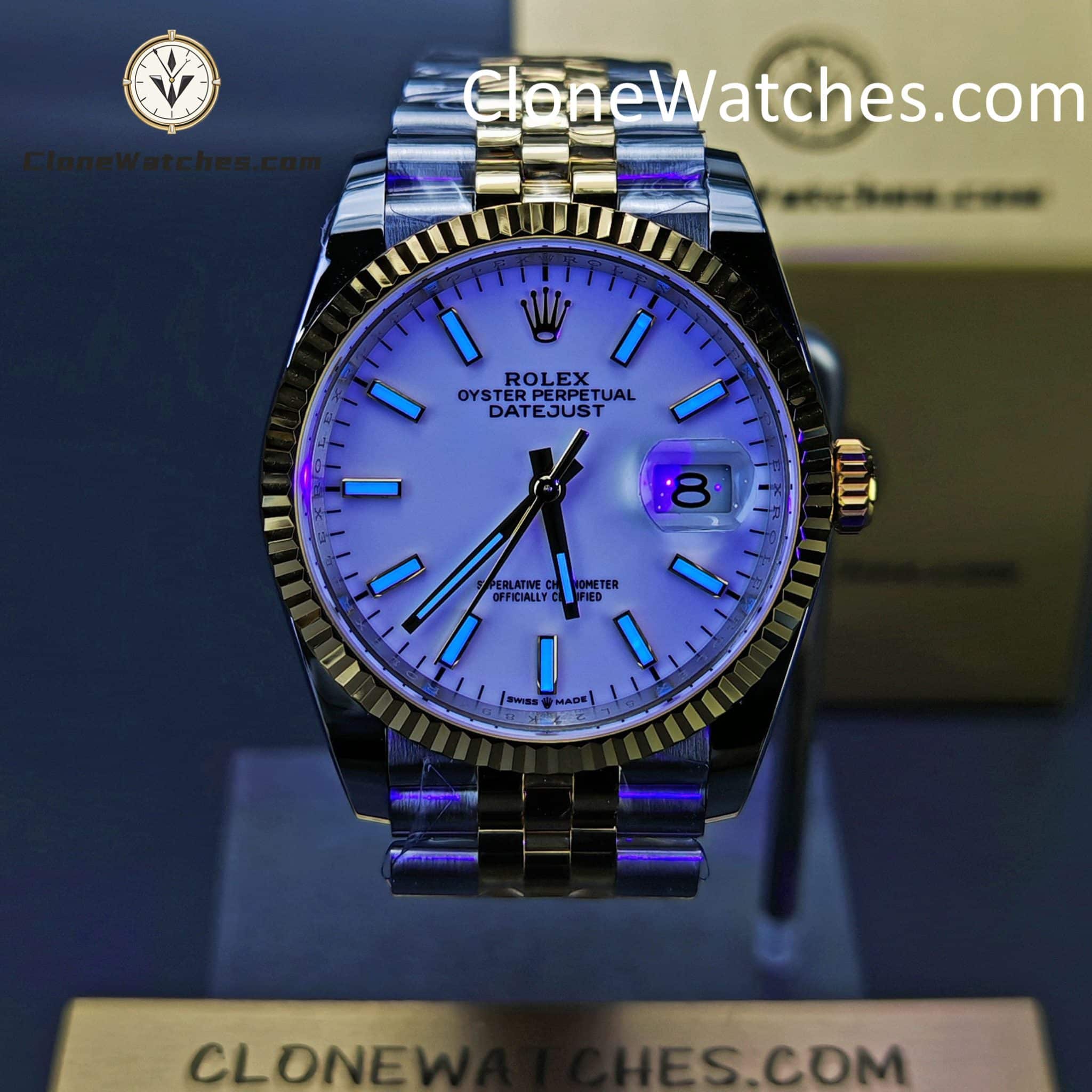 Rolex Super Clone Watches 1:1 DateJust m126233-0019 White Dial Jubilee 36MM 3235 Movement