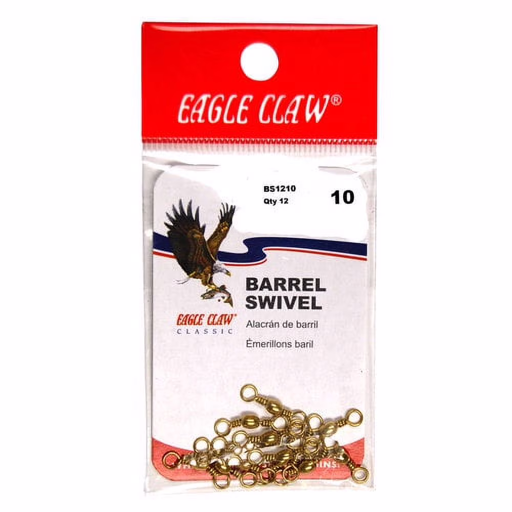 Eagle Claw Barrel Swivel, Brass, Size 10 12 Pack