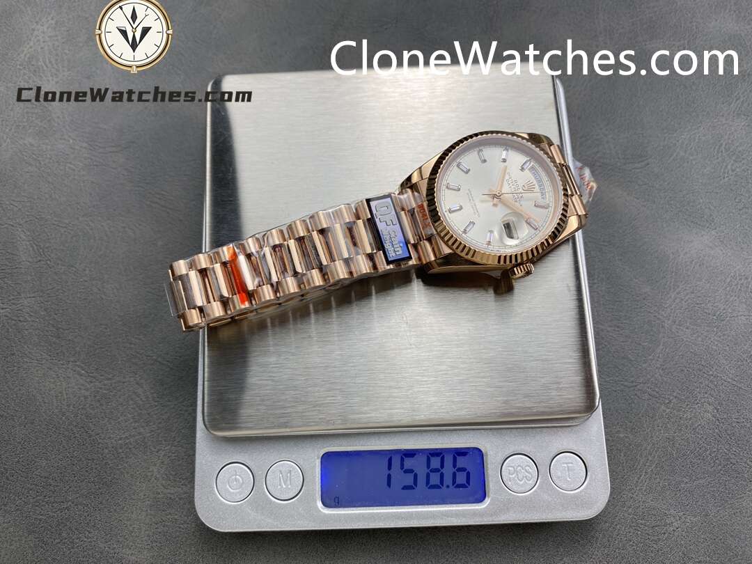 Rolex Super Clone Watches 1:1 Day Date Rose Gold Silver Dial 36mm m128235-0087 3255 Movement