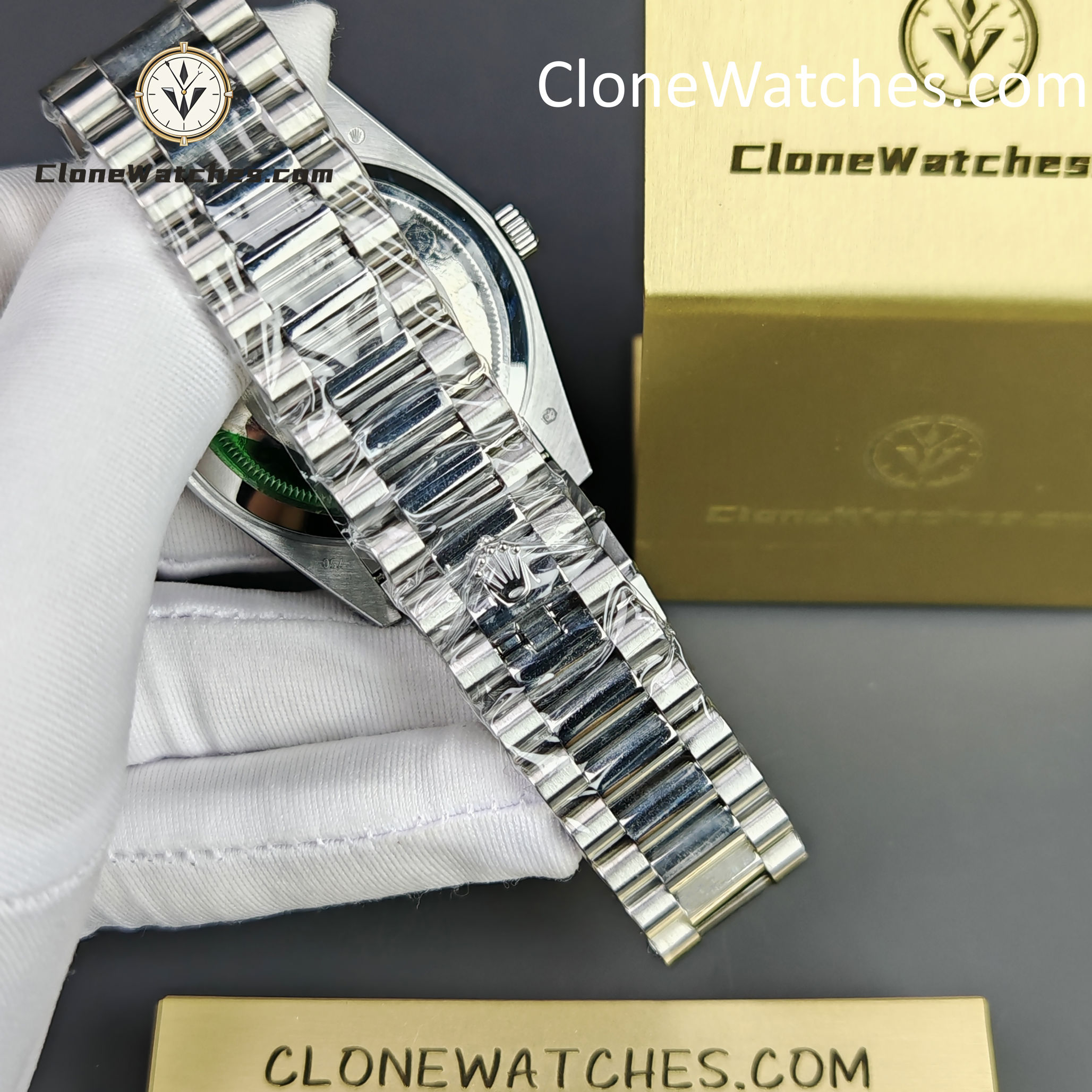 Rolex Super Clone Watches 1:1 Day Date Ice Blue Diamond Bezel Dial 40mm 228396TBR 3255 Movement