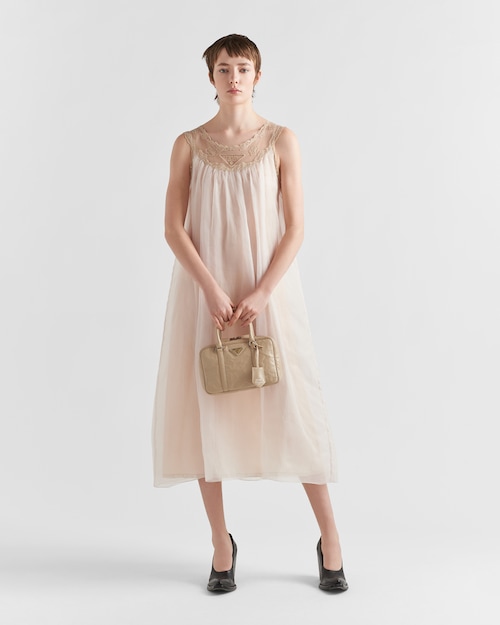 Prada Medium antique nappa leather top handle bag - Desert Beige