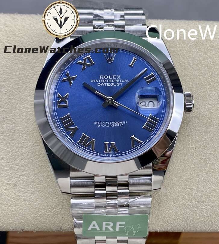 Rolex Super Clone Watches 1:1 DateJust Blue Roman Dial m126300-0018 Jubilee 41MM 3235 Movement