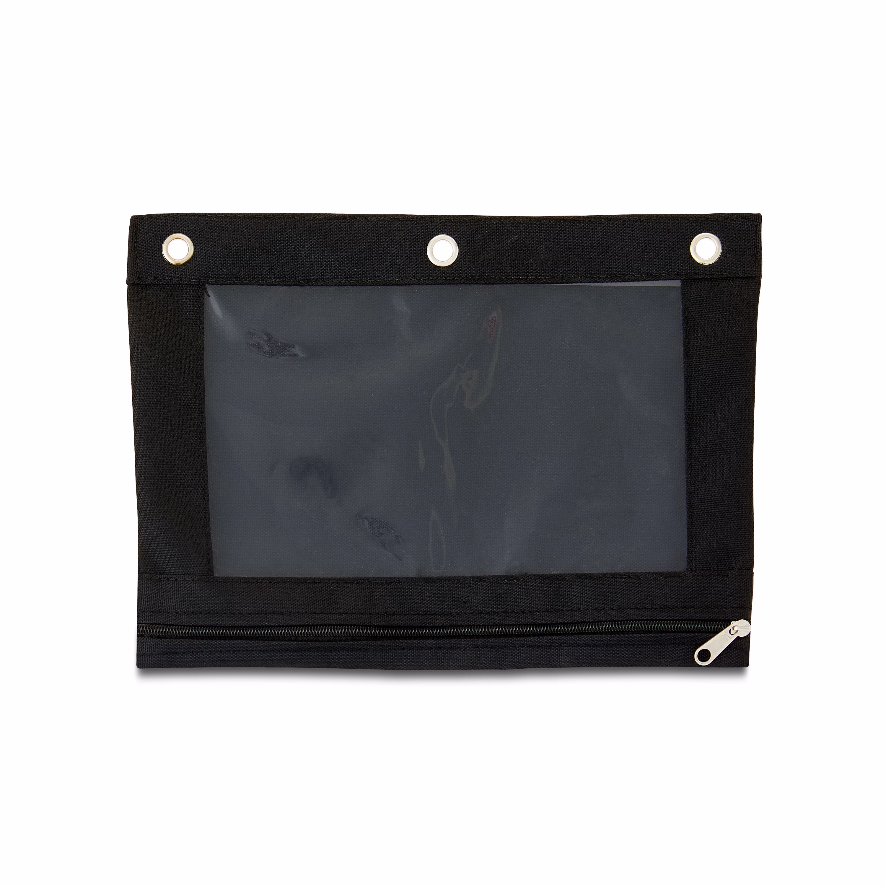 Pen + Gear Black Solid Polyester Zipper Binder Pouch, Pencil Pouch For Binder