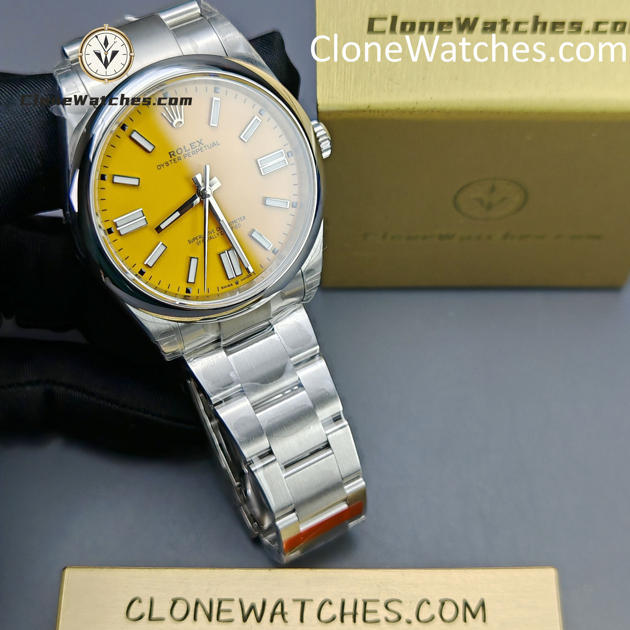 Rolex Super Clone Watches 1:1 Oyster Perpetual Yellow Dial 41mmm124300-0004 3230 Movement