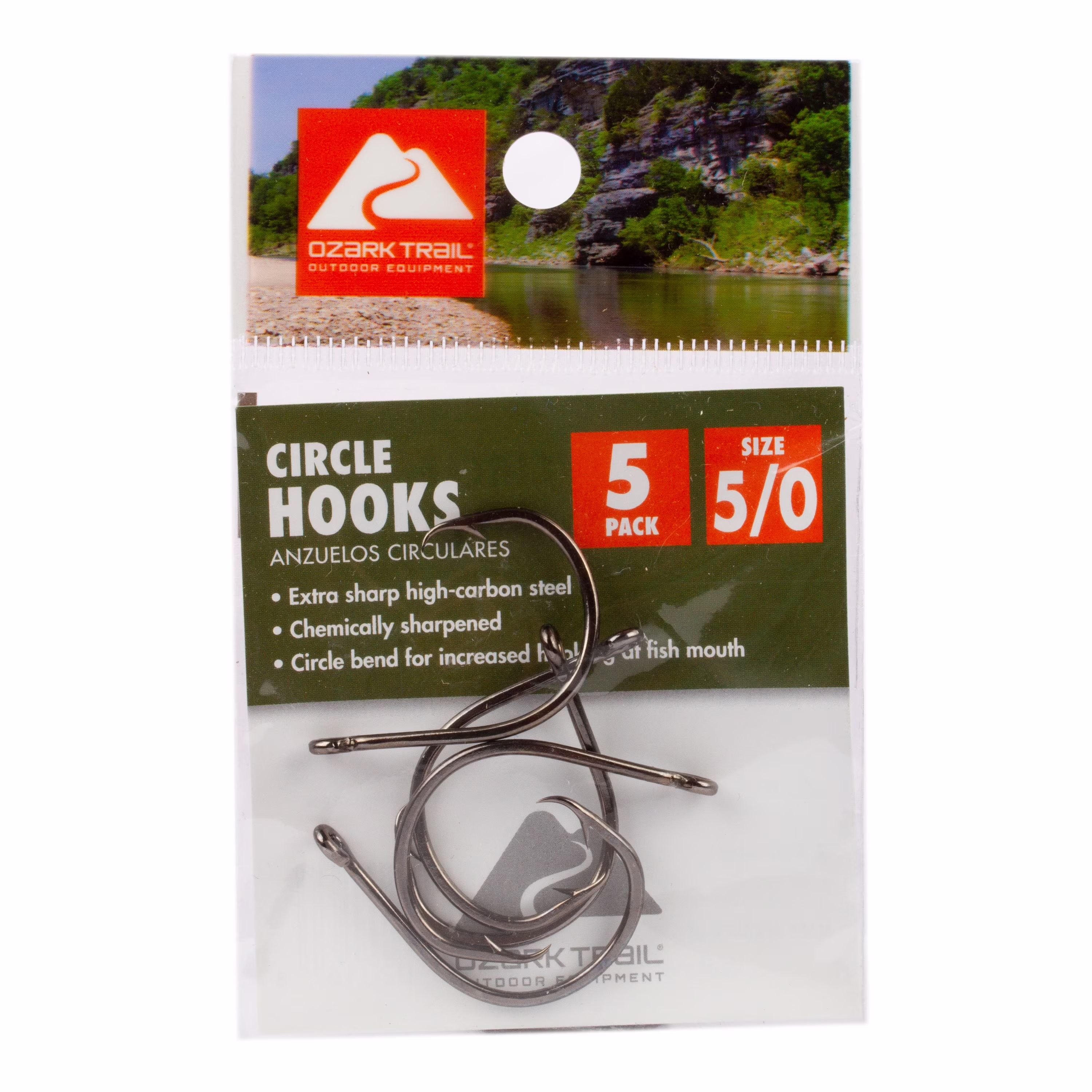 Ozark Trail Premium High Carbon Steel Circle Hooks, Size 5/0, 5-Count