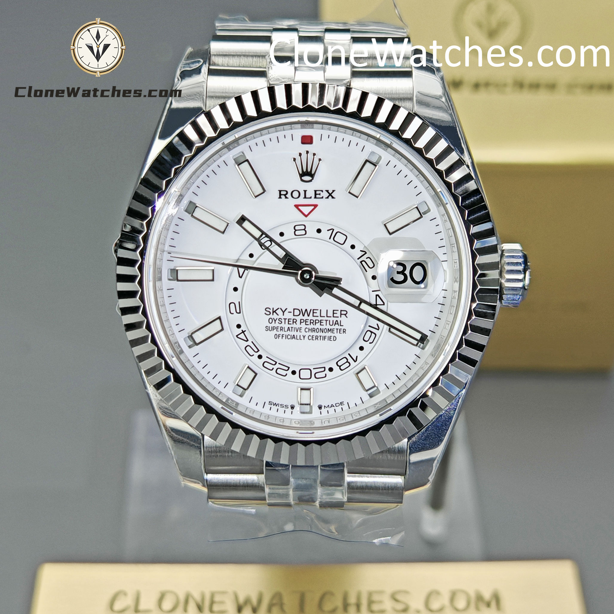 Rolex Super Clone Watches 1:1 Sky Dweller White Dial Jubilee M336934 9002 Movement