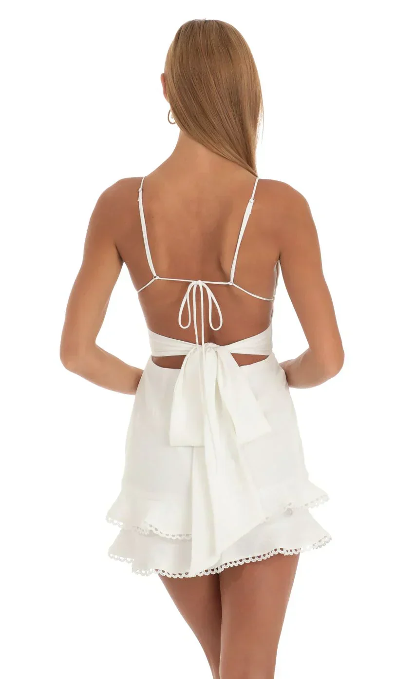 Double Ruffle Dress in White