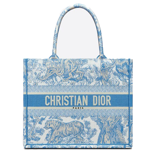 MEDIUM DIOR BOOK TOTE Cornflower Blue Toile de Jouy Embroidery