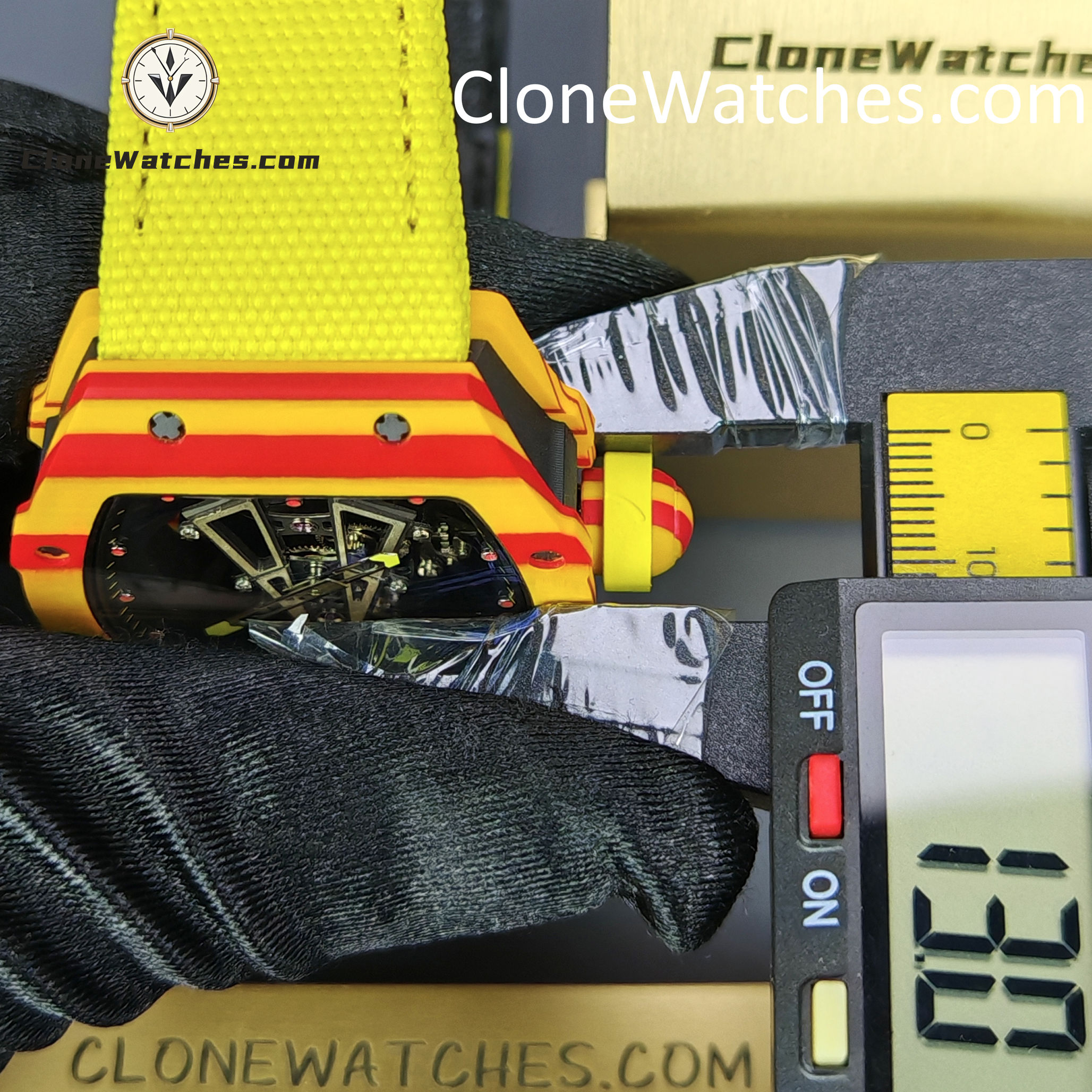 Richard Mille Super Clone Watches 1:1 RM 027 – 03 Tourbillon Rafael Nadal Yellow Strap
