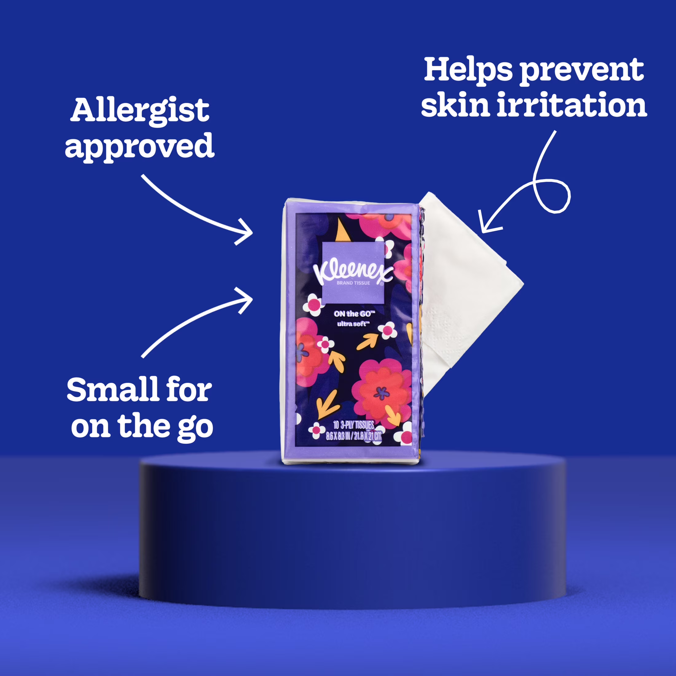 Kleenex On-The-Go 3-Ply Travel Tissues, 3 Pack (30 Total Tissues), Facial Tissues