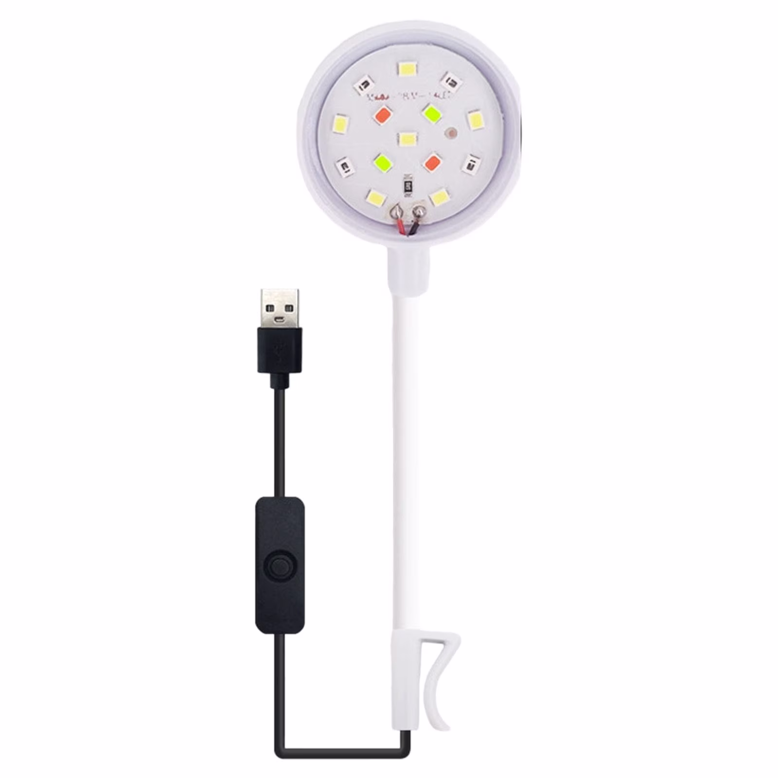 Goowood LED Aquarium Light Clip On Fish Tank Spotlight RGB Color Changing Submersible Lamp USB Waterproof Mini Betta Planted Tank Light for Coral Rockery White