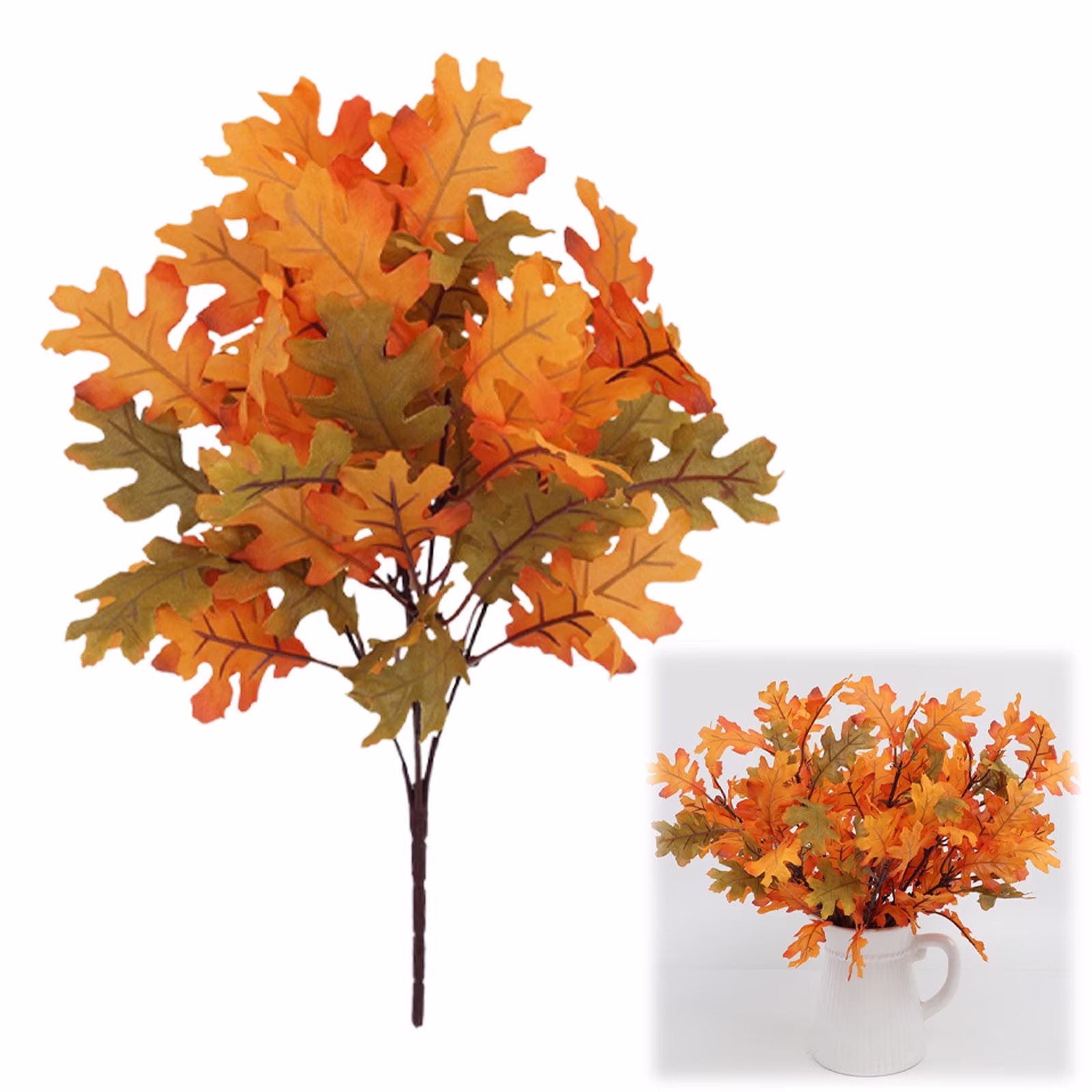 Artificial Maple Leaves Stems, Fake Fall Leaves Plants Outdoor Greenery for Home Farmhouse Thanksgiving Table Centerpiece Fireplace Halloween Decor, Style D