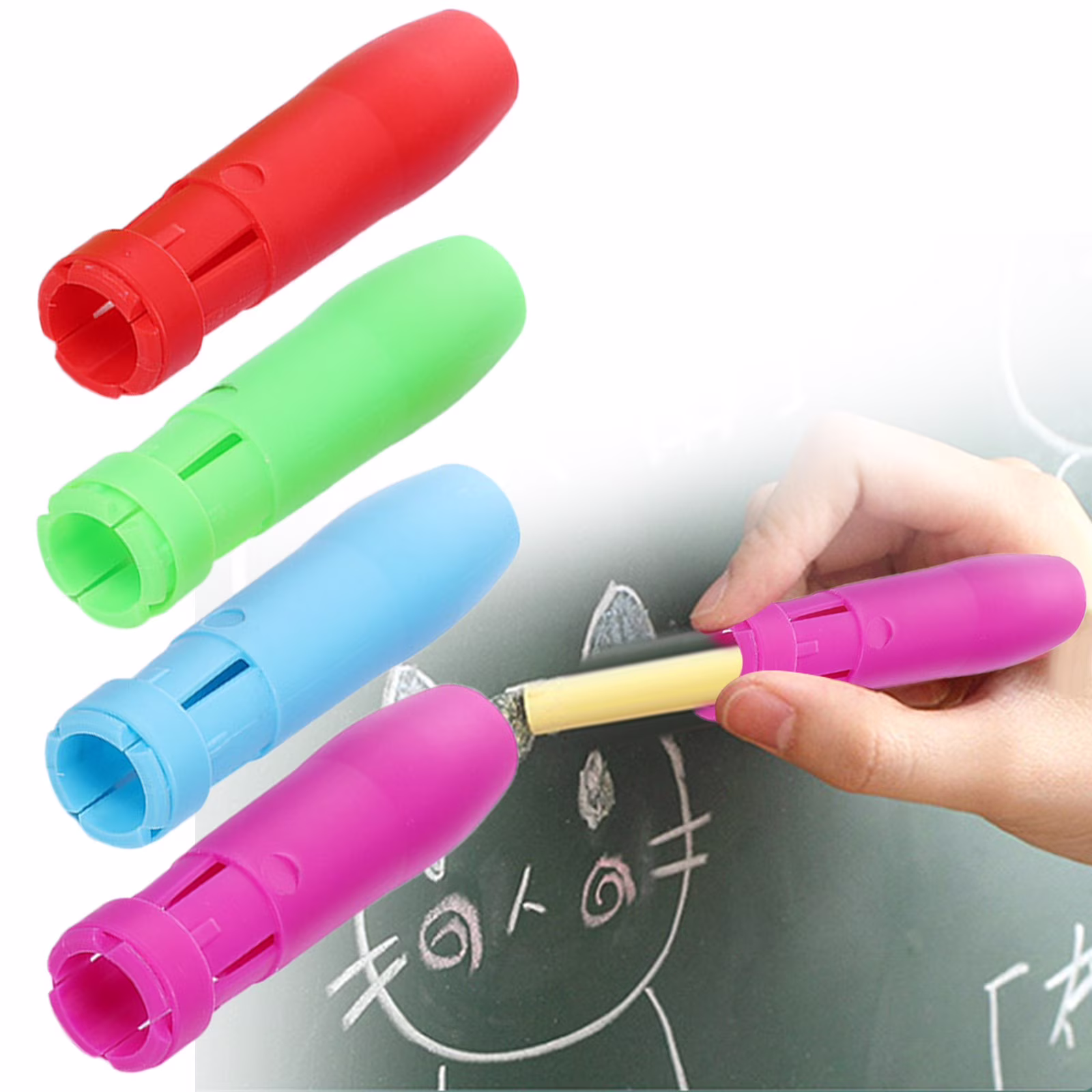Dusknt Sidewalk Chalk Holders - Adjustable Plastic Clips Sidewalk Chalk Holders Railroad Chalk Holder Plastic Adjustable Clip for Teachers Studants Or Clasroom(5 Pieces)