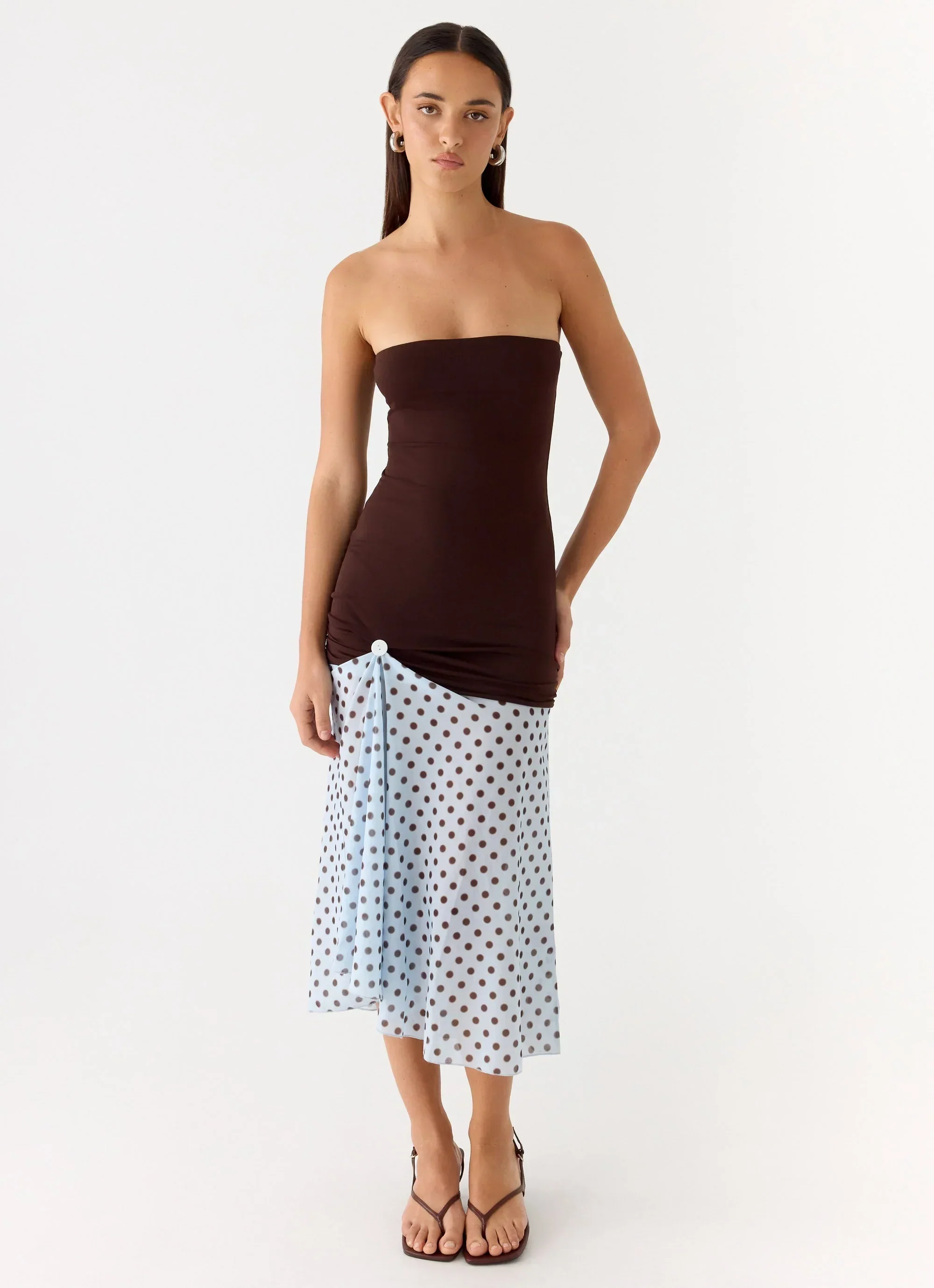 Schell Midi Dress - Chocolate Dot