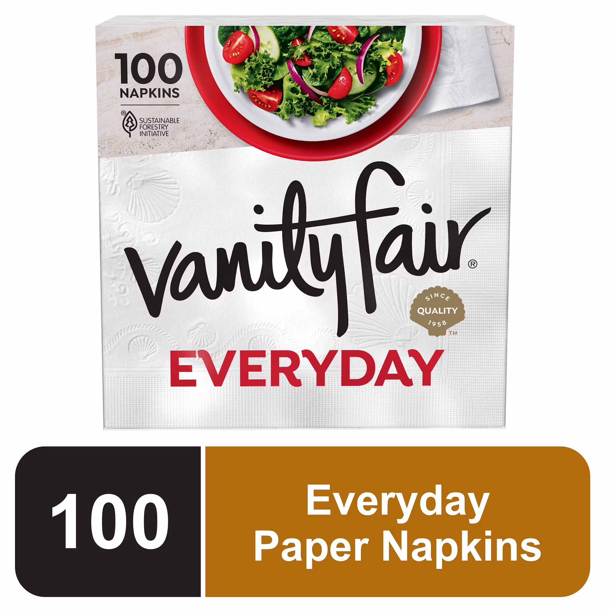 Vanity Fair Everyday 6.5 in x 6.35 in 2-Ply White Napkins (100 Count)