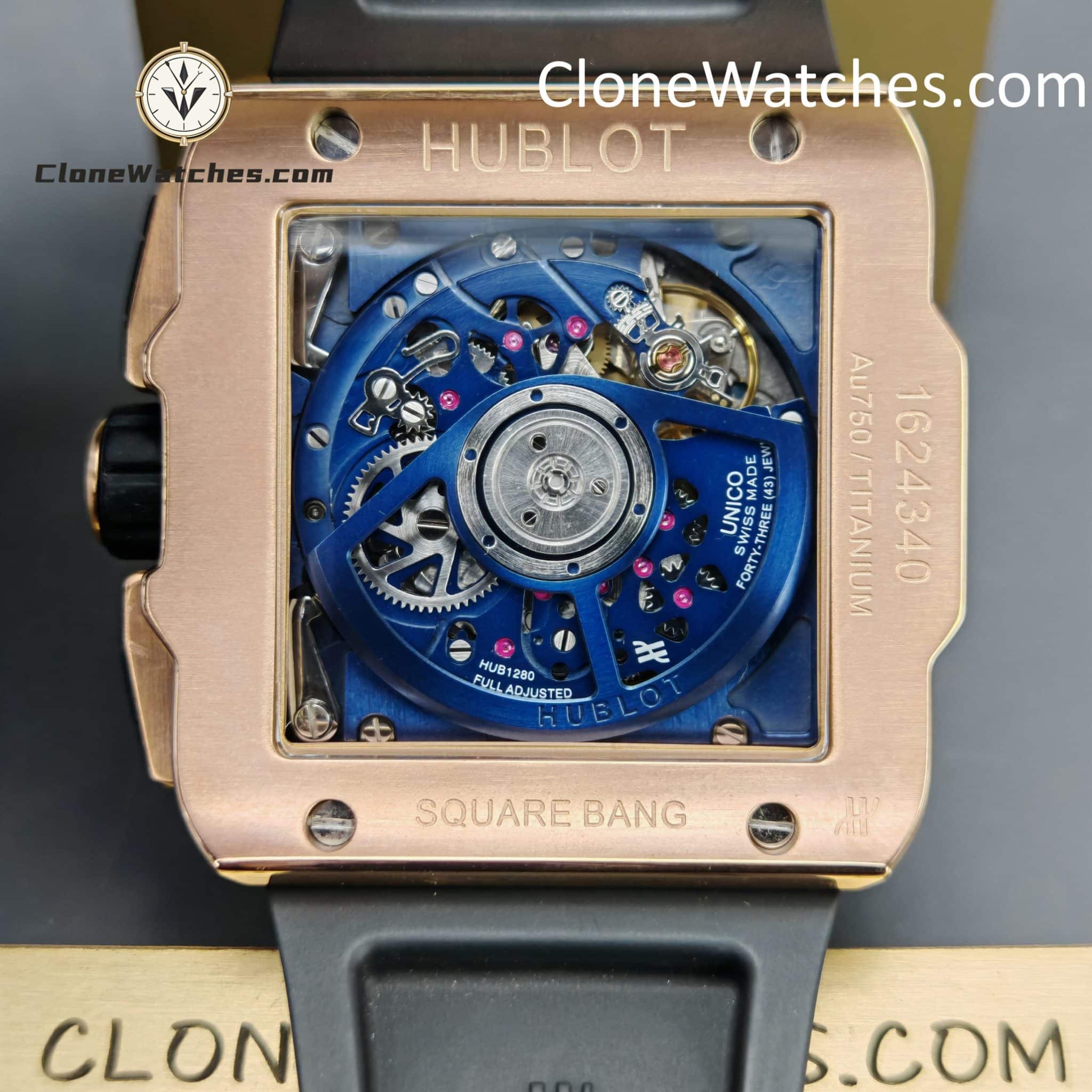 Hublot Super Clone Watches 1:1 Square Bang Unico King Gold Blue Ceramic 42MM 821.OL.5180.RX