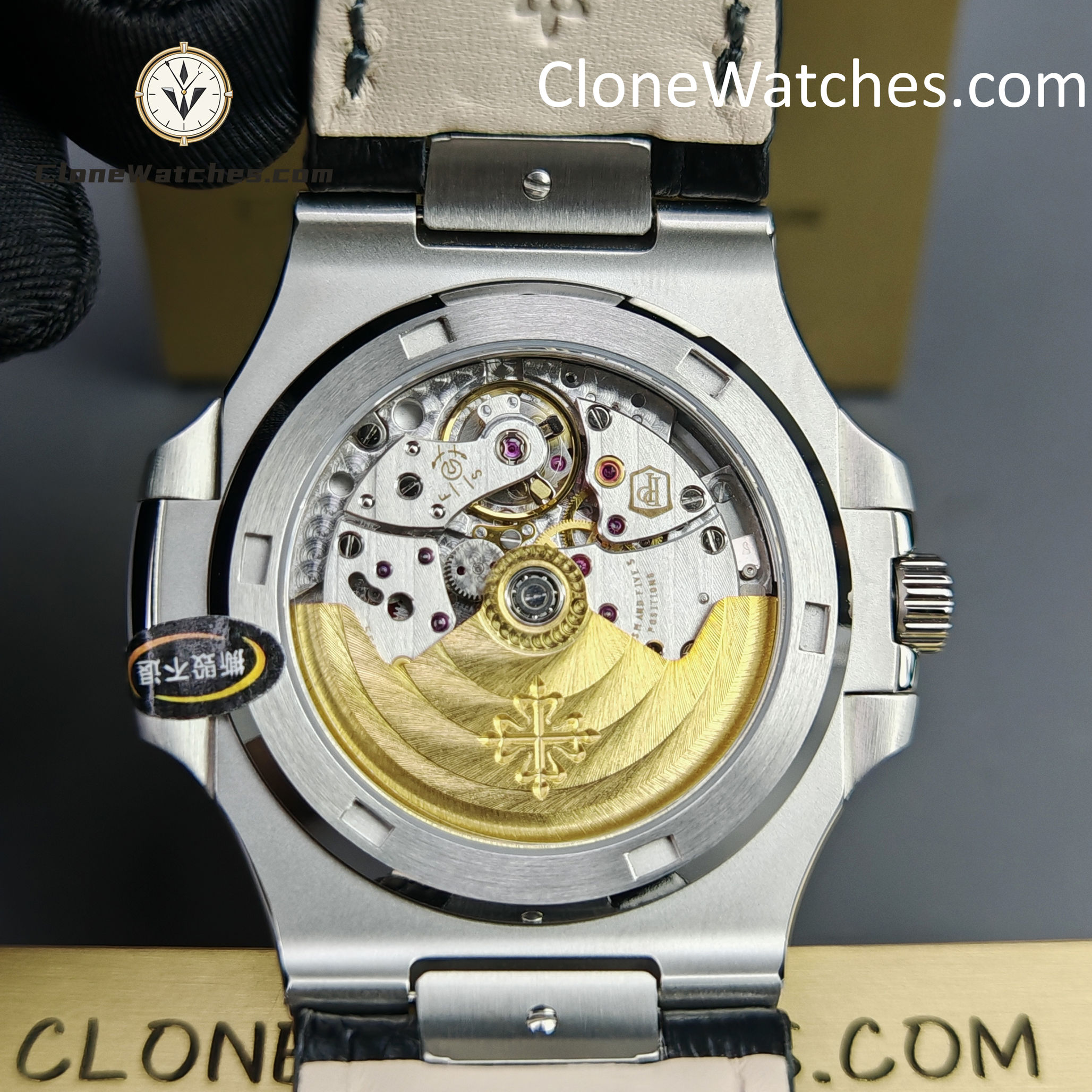 Patek Philippe Super Clone Watches 1:1 Nautilus 5711 Grey Dial Black Leather Strap
