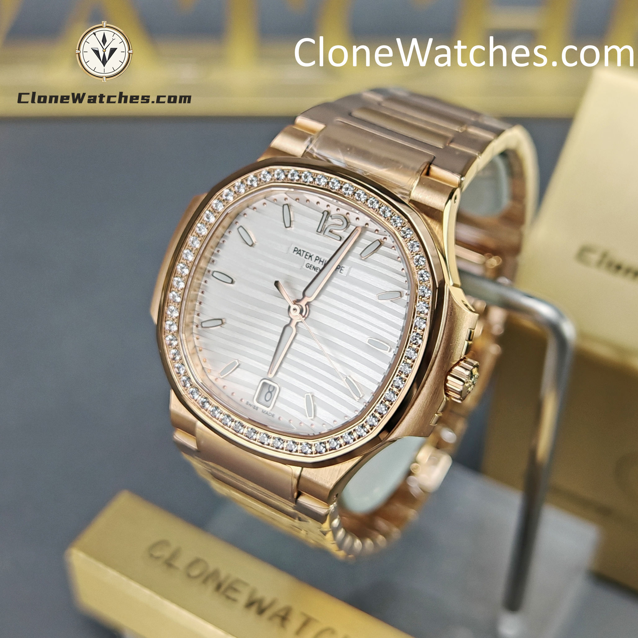 Patek Philippe Super Clone Watches 1:1 Nautilus Rose Gold White Dial 7118/1200R-001 35.2 mm
