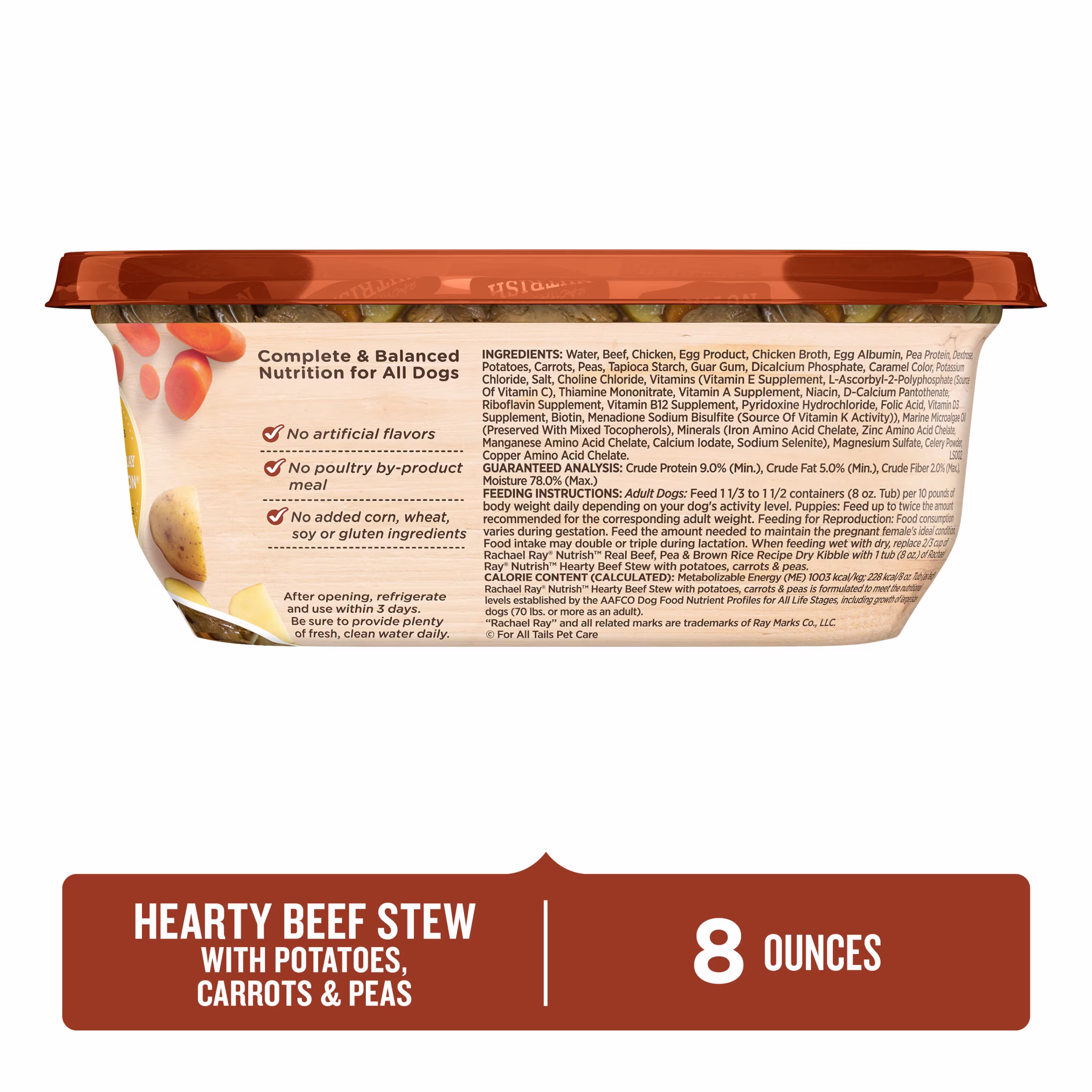 Rachael Ray Nutrish Wet Dog Food, Hearty Beef Stew Recipe, 8 oz. Tub