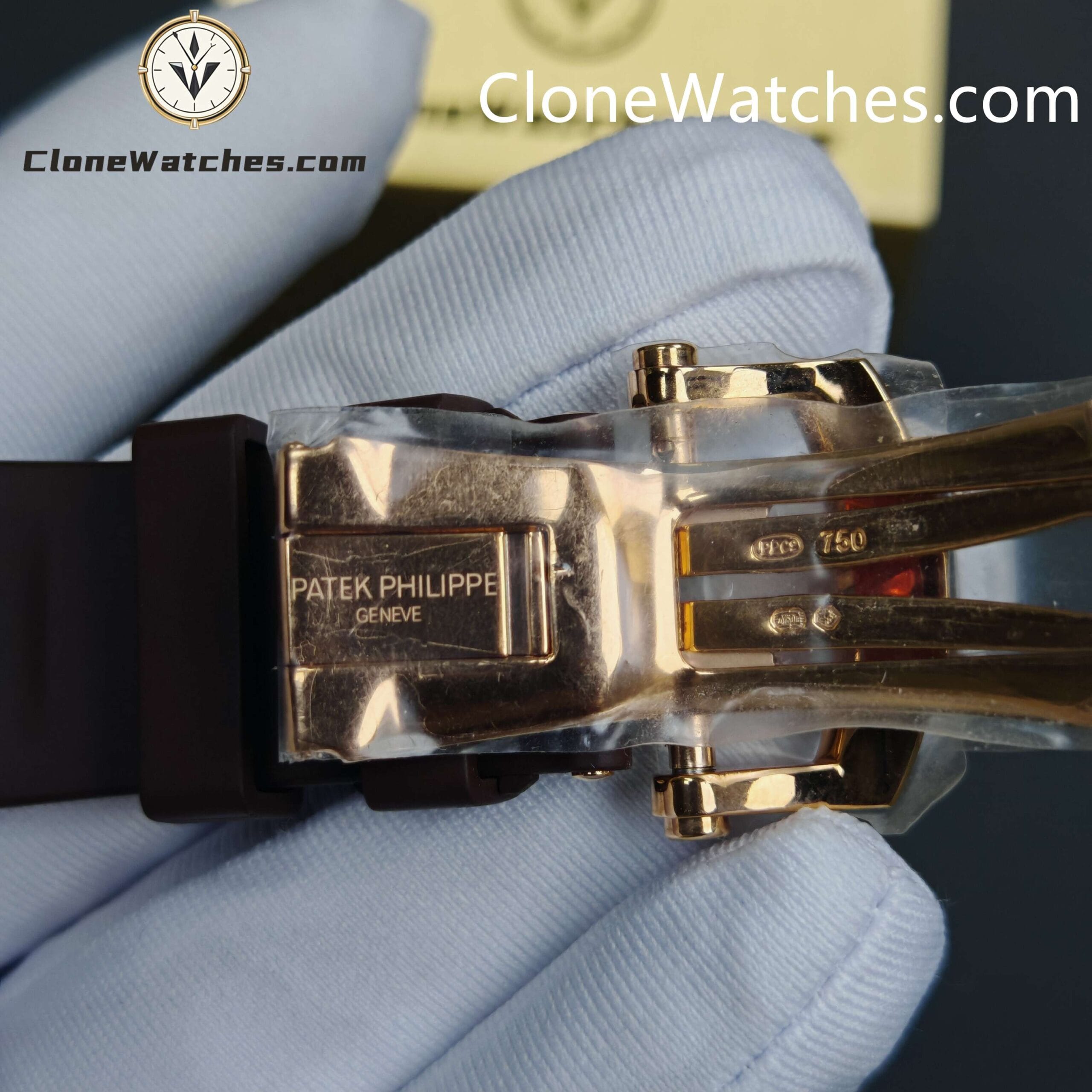 Patek Philippe Super Clone Watches 1:1 Nautilus 5711/1R White Dial Brown Rubber Strap