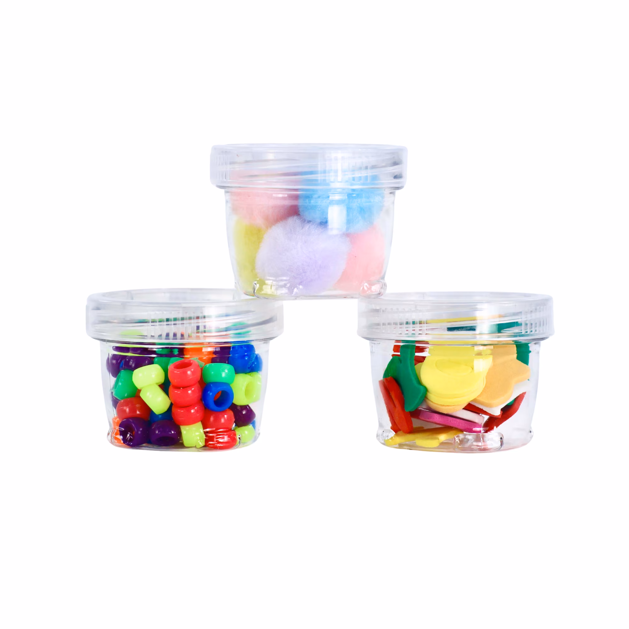 Everything Mary Round Stackable Crafting Containers, 3 Piece Plastic Clear Set