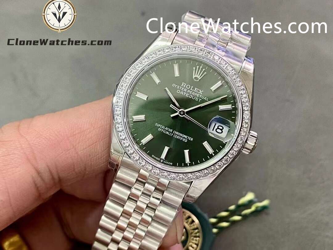 Rolex Super Clone Watches 1:1 DateJust Green Dial m278384rbr-0022 Jubilee 31MM 2236 Movement