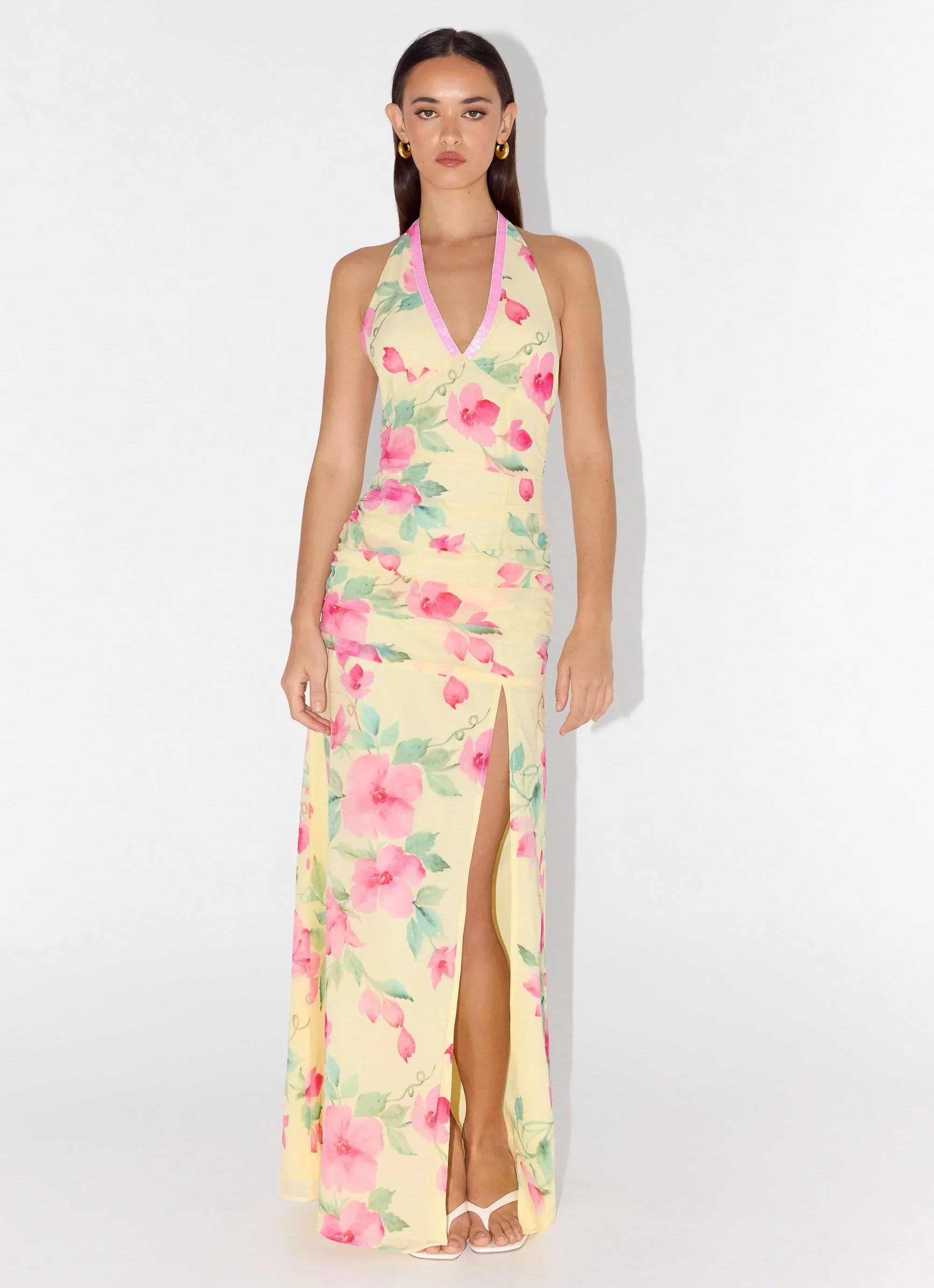 Colada Halter Maxi Dress - Lemon Soleil