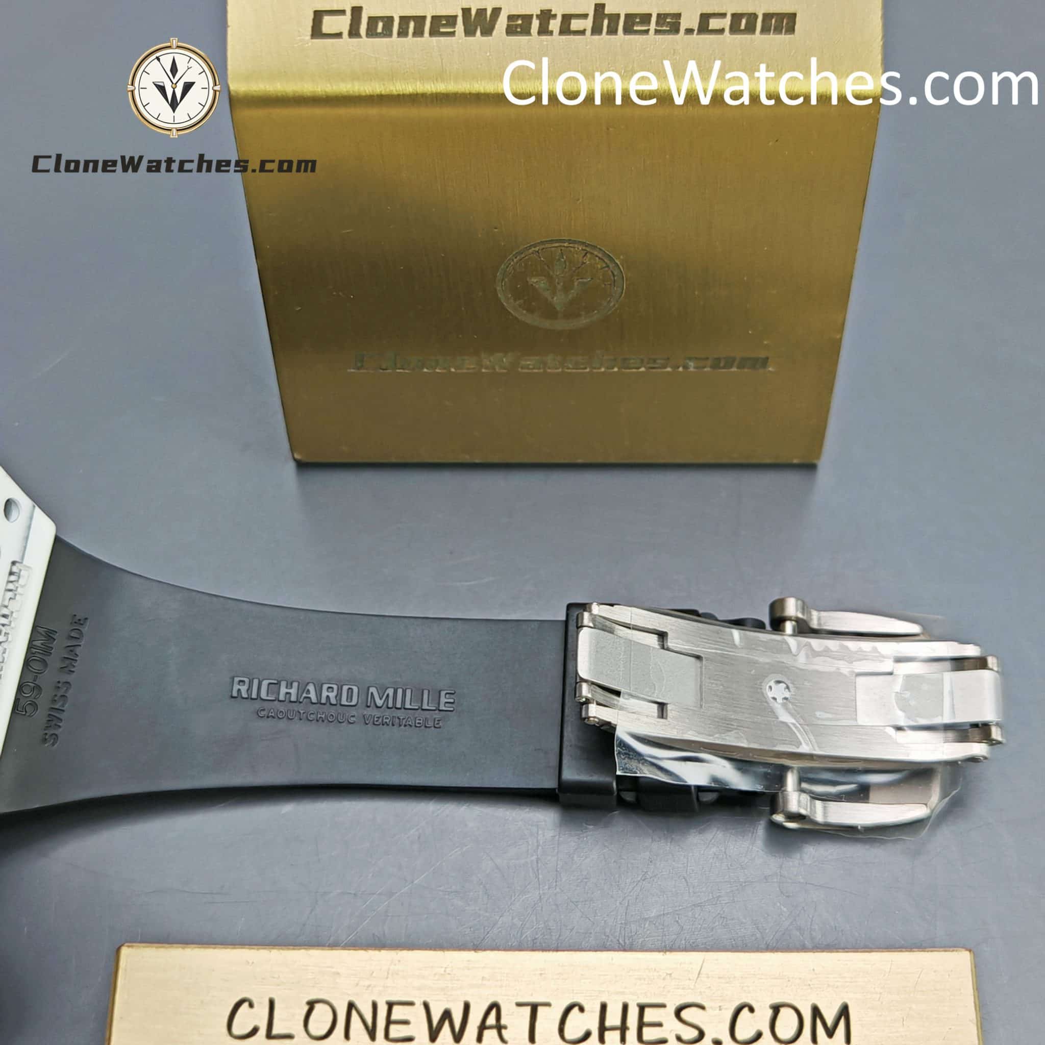 Richard Mille Super Clone Watches 1:1 RM 61-01 ULTIMATE EDITION Tourbillon White Strap