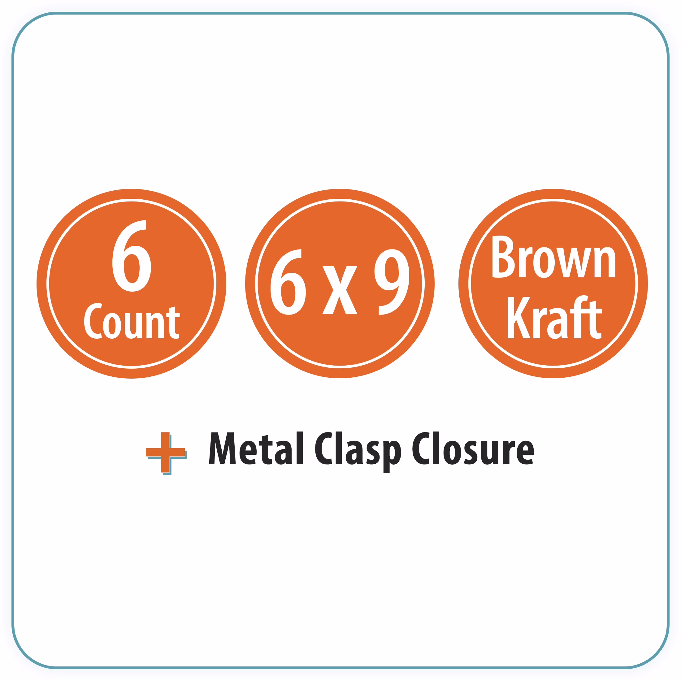 Pen+Gear Kraft Clasp Envelopes, 6 in x 9 in, 6 Count