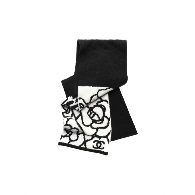 CHANEL SCARF CAMELLIA WOOL NEW STYLE