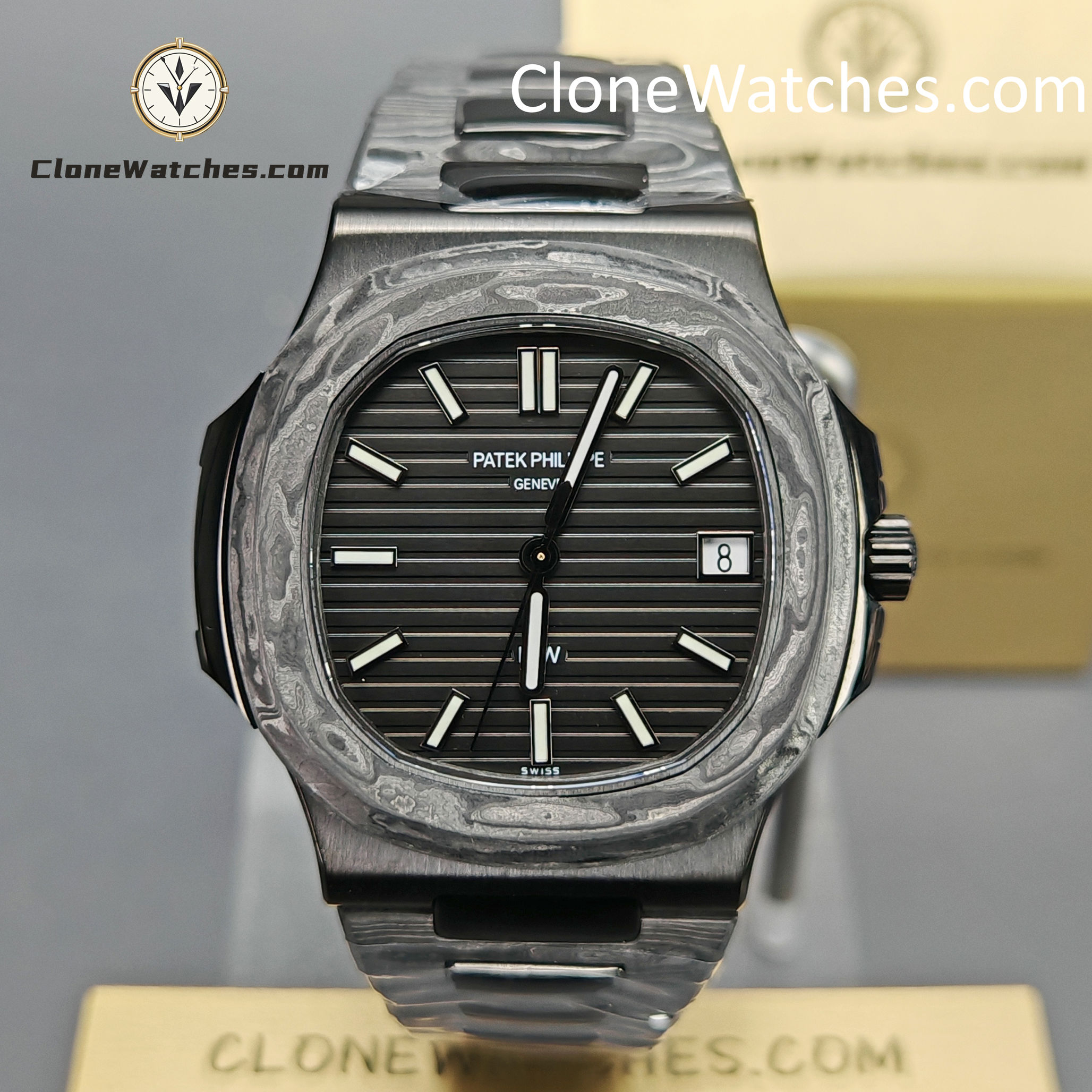 Modified Super Clone Watches 1:1 DiW Patek Philippe Nautilus CARBON BLACK 5711