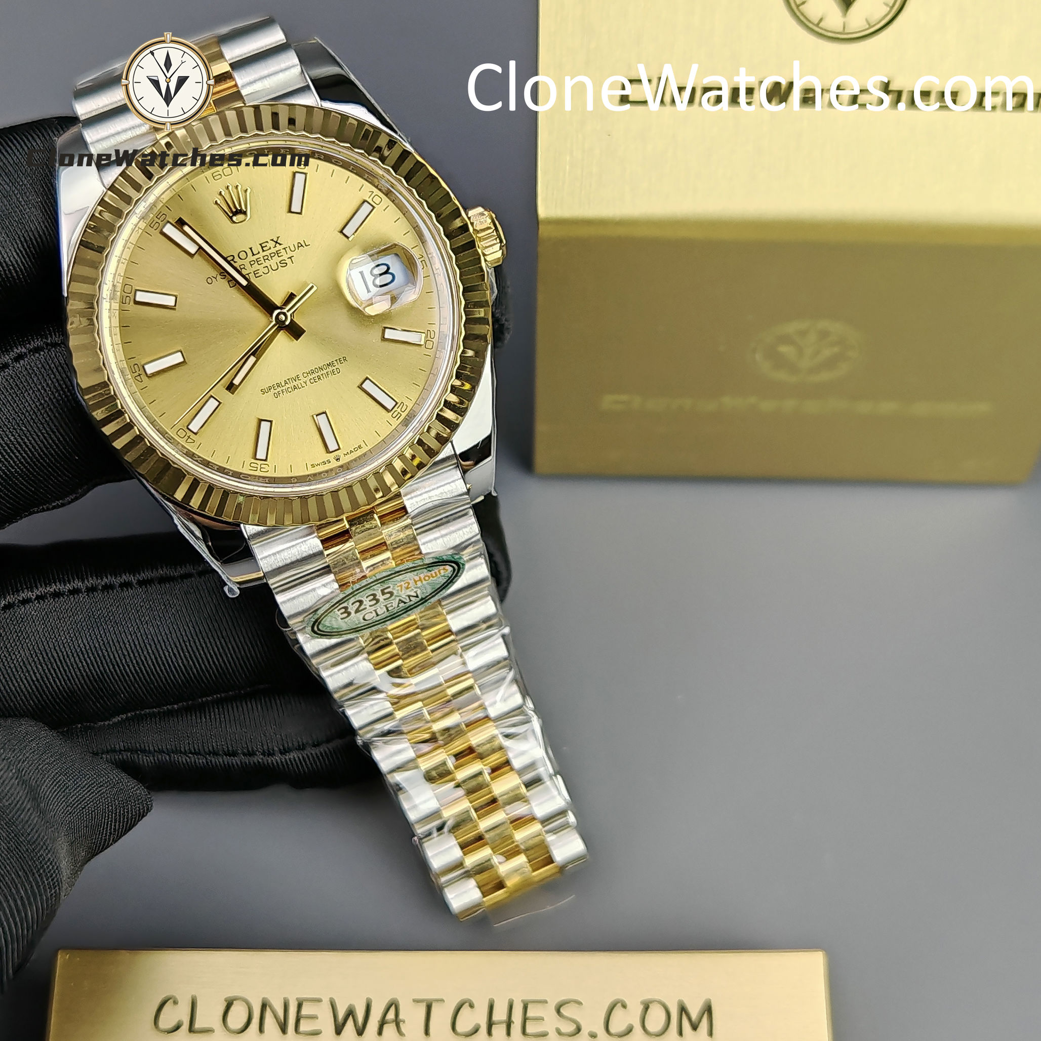 Rolex Super Clone Watches 1:1 DateJust Gold Dial 126333 – 0010 Jubilee 41MM 3235 Movement