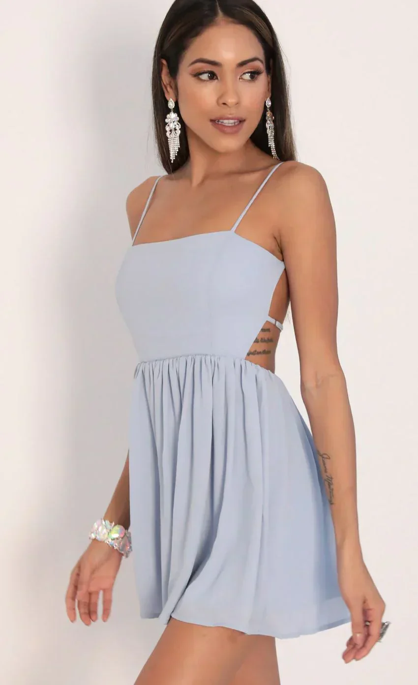 Chiffon A-line Dress in Dusty Blue