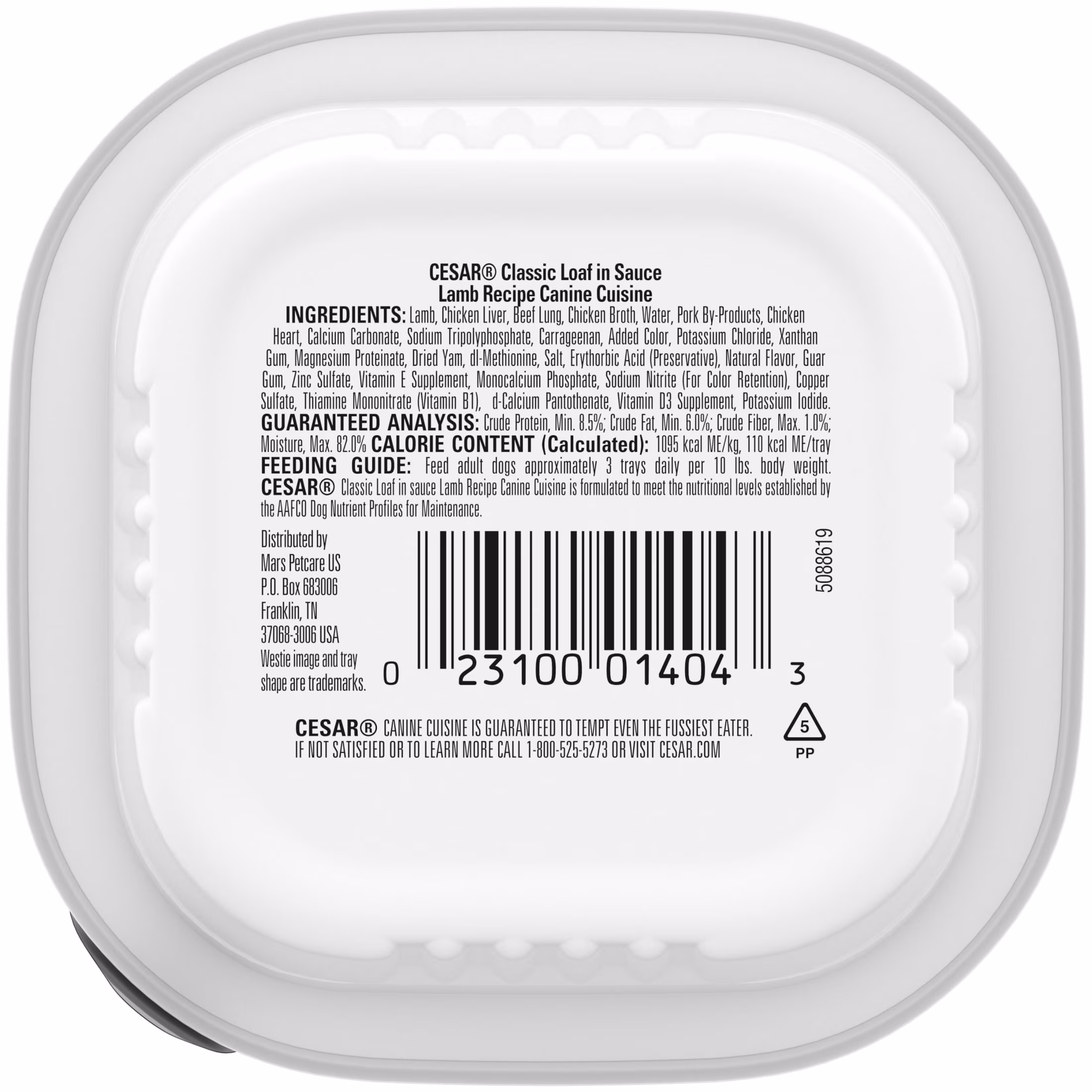 Cesar Classic Loaf in Sauce Wet Dog Food Lamb Flavor, 3.5 oz. Easy Peel Tray