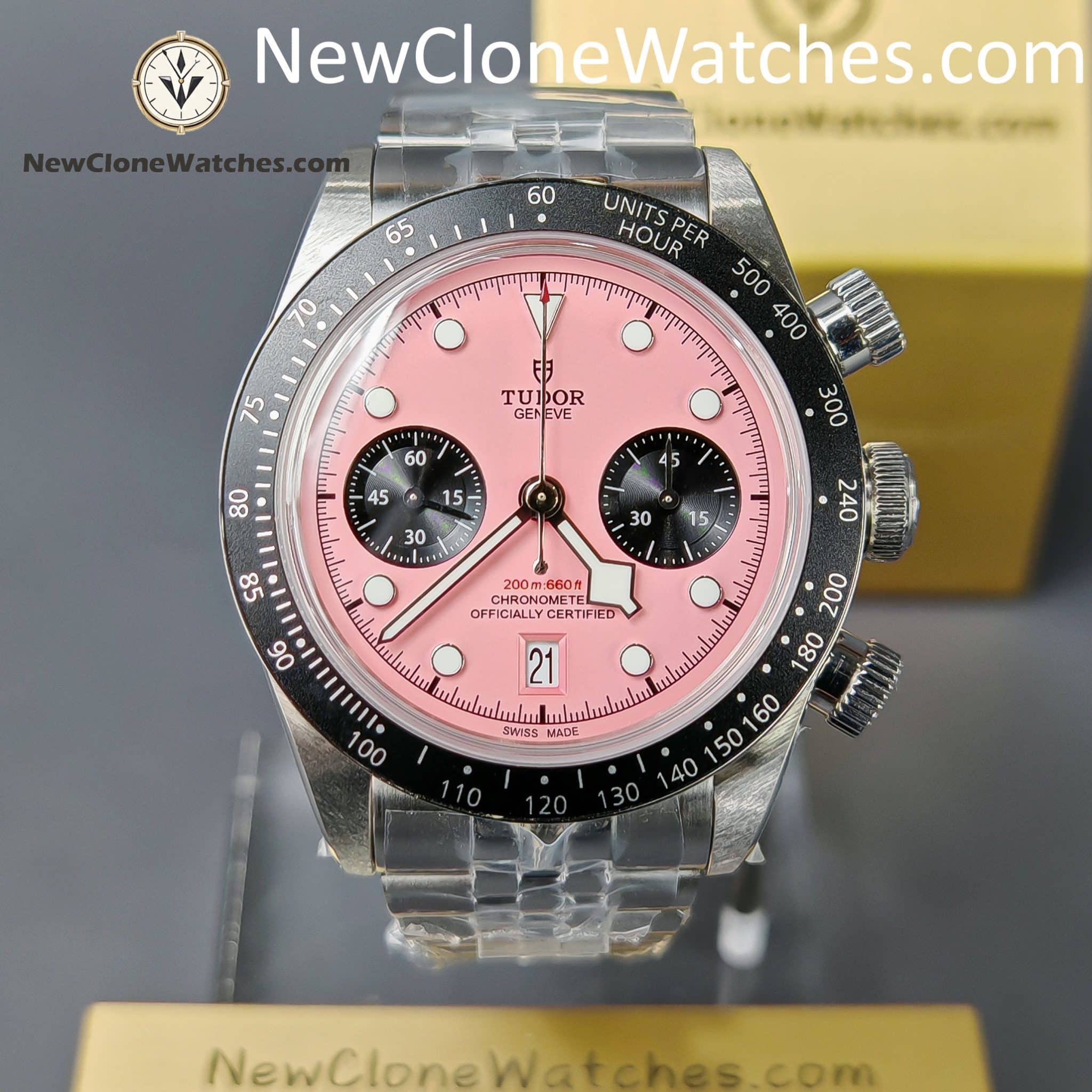 Tudor Super Clone Watches 1:1 Black Bay Chrono m79360n-0019 Pink Dial 41mm