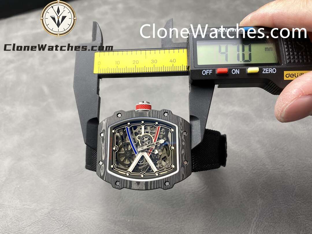 Richard Mille Super Clone Watches 1:1 RM 67 – 02 Carbon Tourbillon Black Strap