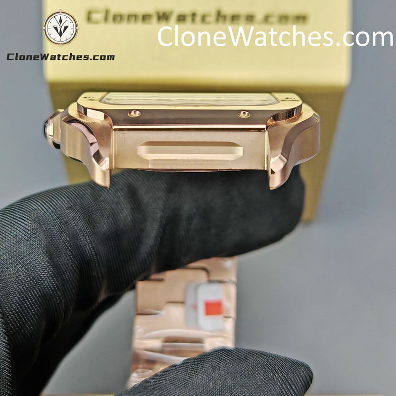 Cartier Super Clone Watches 1:1 Santos Rose Gold White Dial 39.8MM WGSA0018