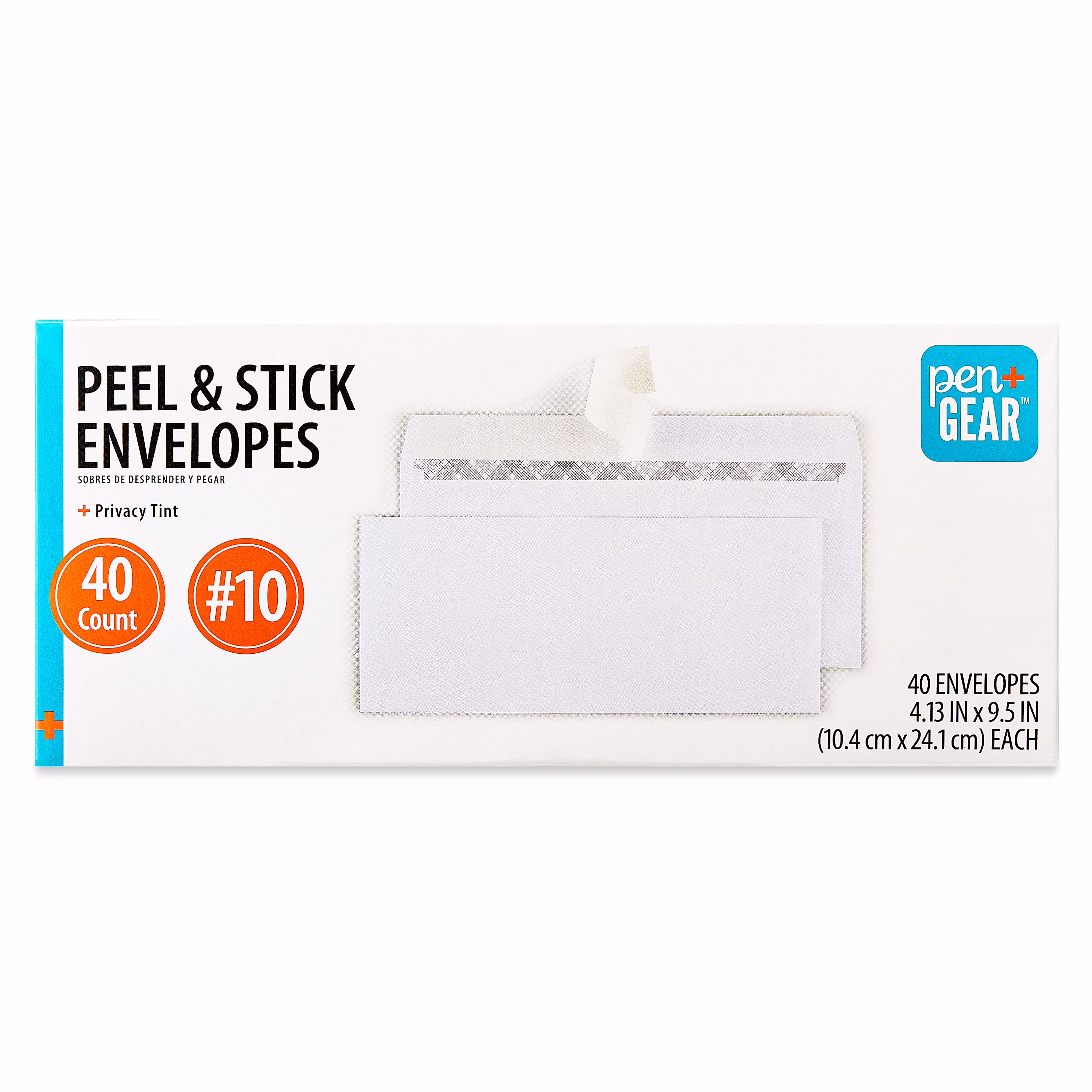 (4 pack) PEN + GEAR #10 Privacy Tint Peel and Stick Envelopes, White, 4.13 in x 9.5 in, 40 Count