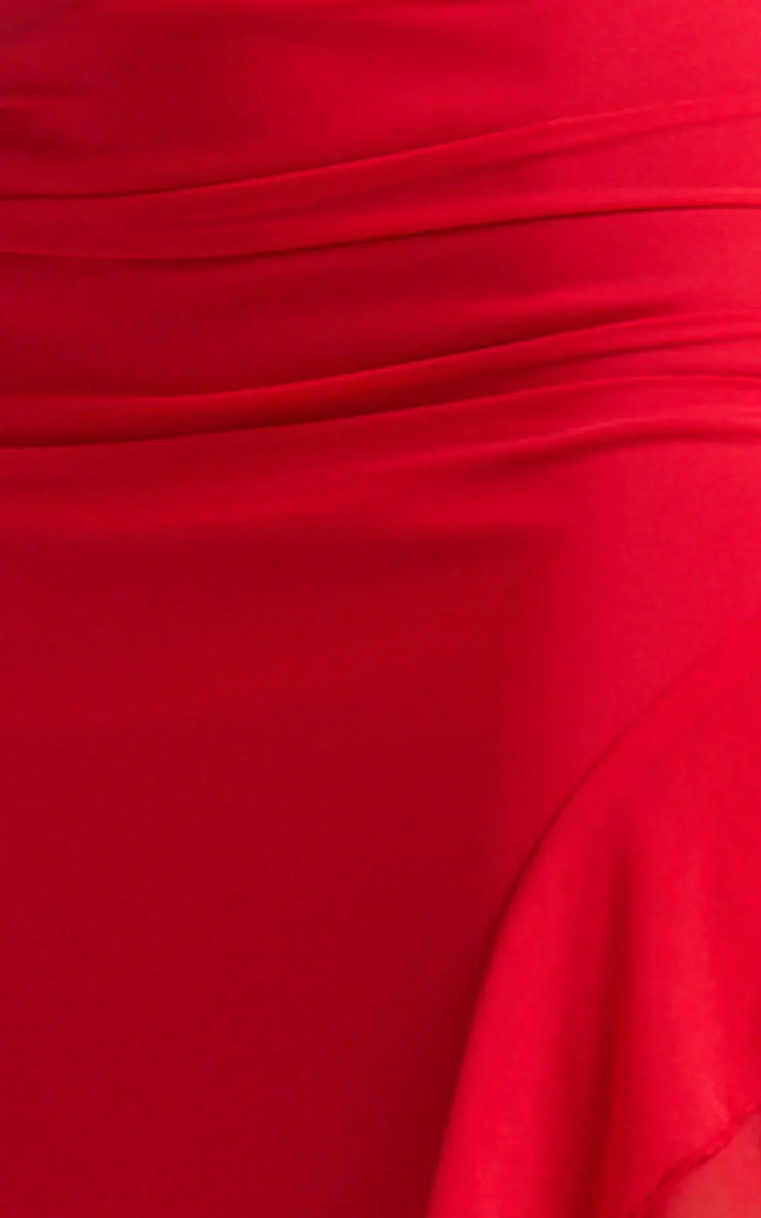 Almarie Midi Dress - Halter Neck Mesh Dress in Red