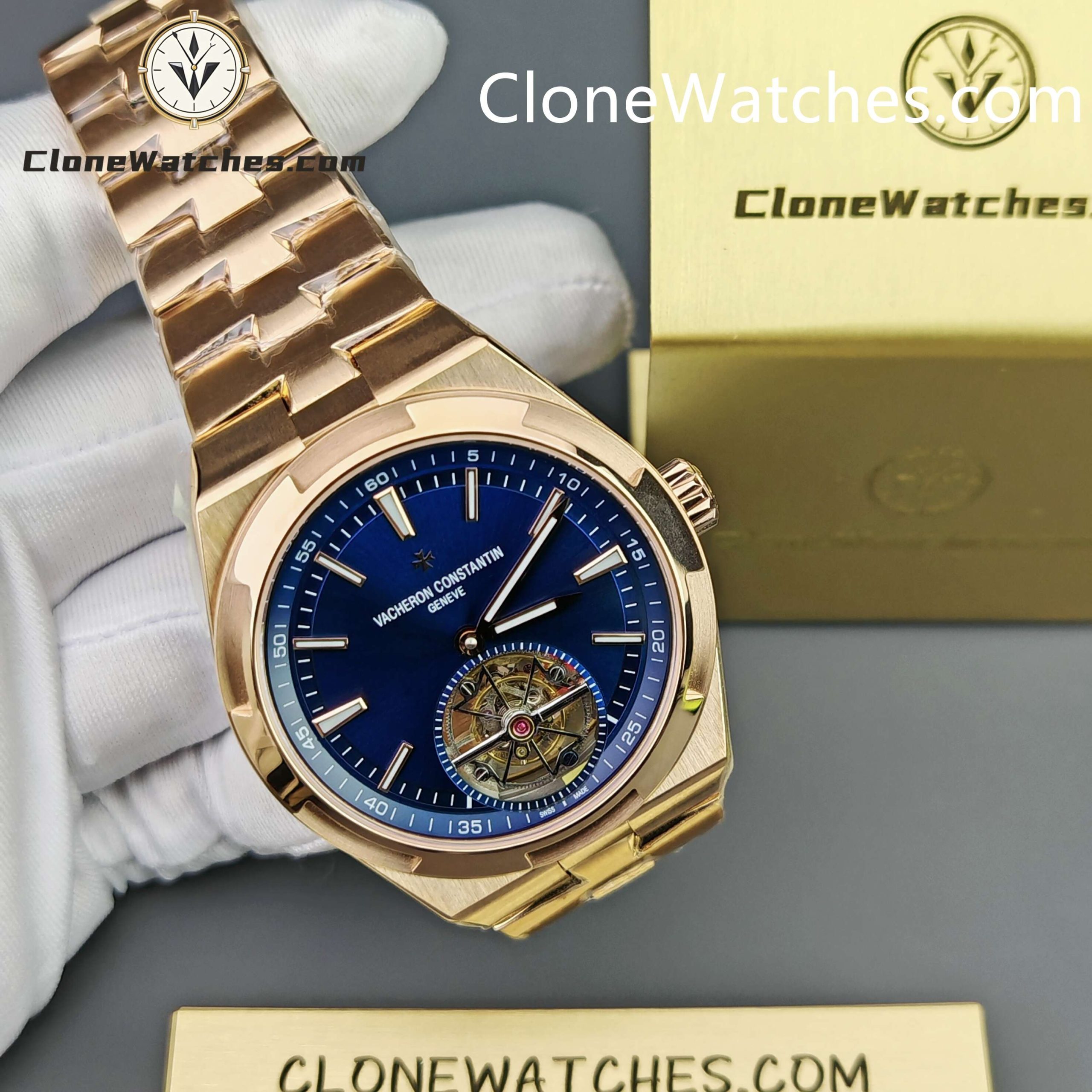 Vacheron Constantin Super Clone Watches 1:1 Overseas Tourbillon Rose Gold 6000V/210R-B733 42.5MM
