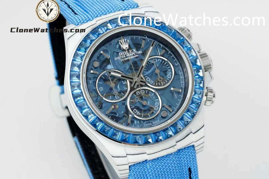 Modified Super Clone Watches 1:1 Sonic Rolex Daytona NTPT Carbon Fiber Skeleton Dial 4130 Movement