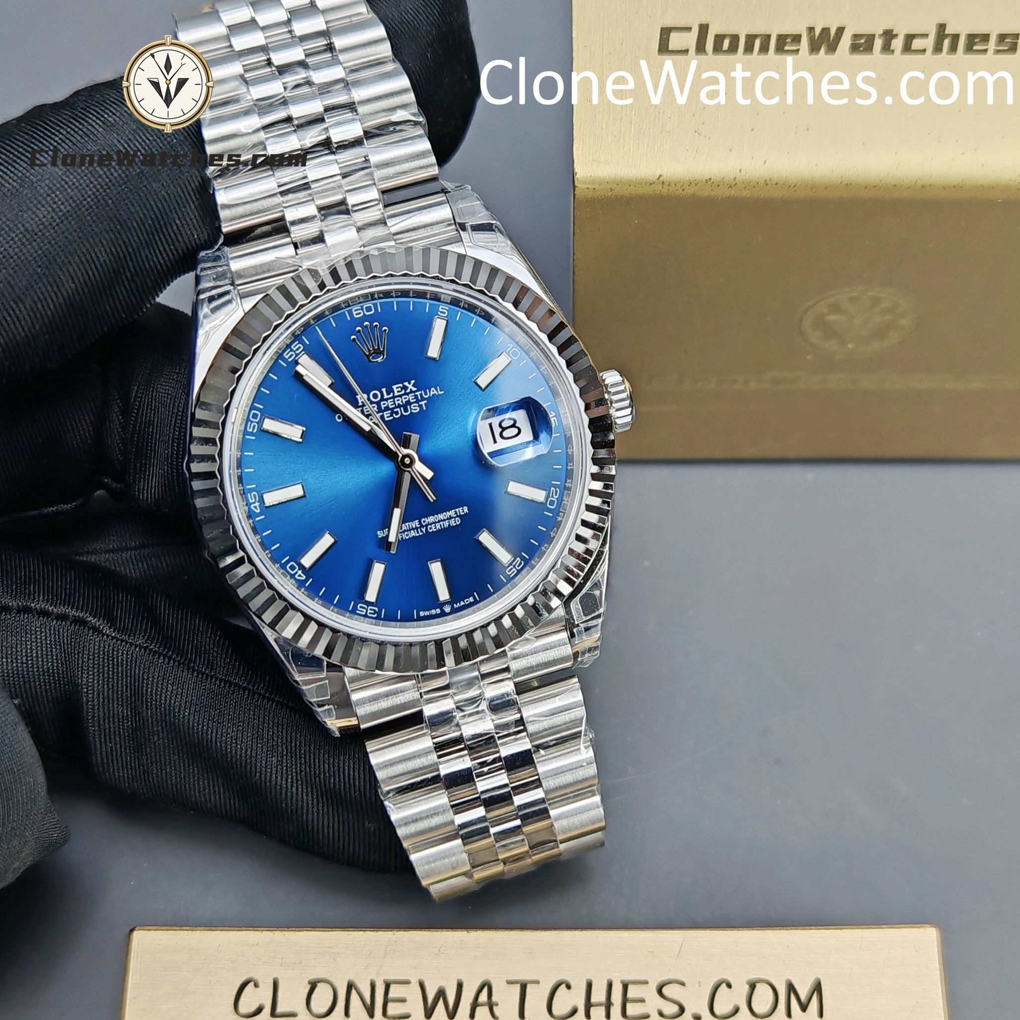 Rolex Super Clone Watches 1:1 DateJust Blue Dial M126334 Jubilee 41MM 3235 Movement