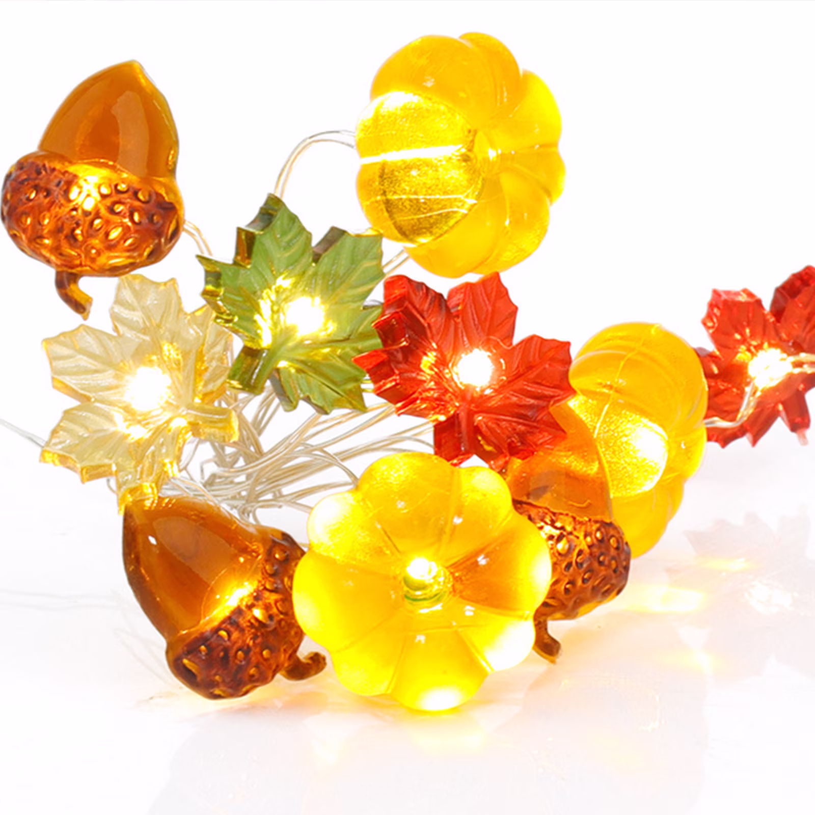 Eoozwa Fall Decorations 3D Pumpkin Acorn Maple Leaf Fairy Lights Battery Operated, 78.7