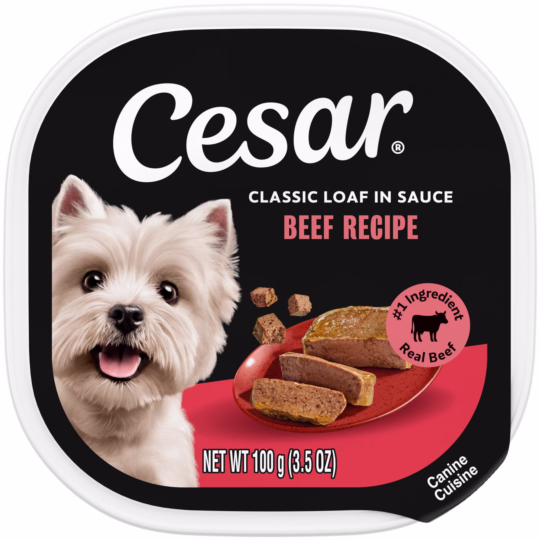 Cesar Classic Loaf In Sauce Beef Recipe Adult Wet Dog Food, 3.5 Oz Easy Peel Tray