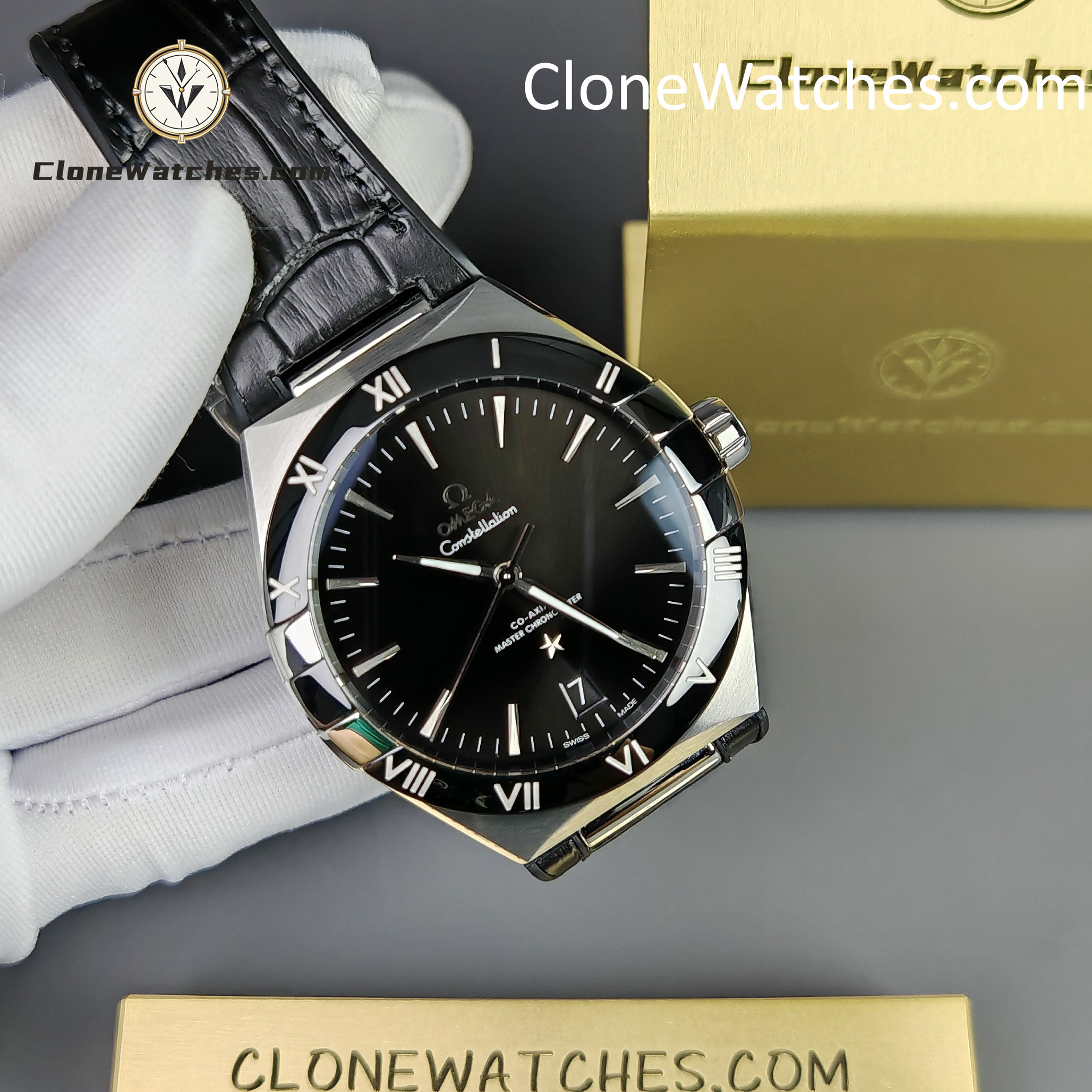 OMEGA Super Clone Watches 1:1 Constellation steel on leather strap 131.33.41.21.01.001 41mm