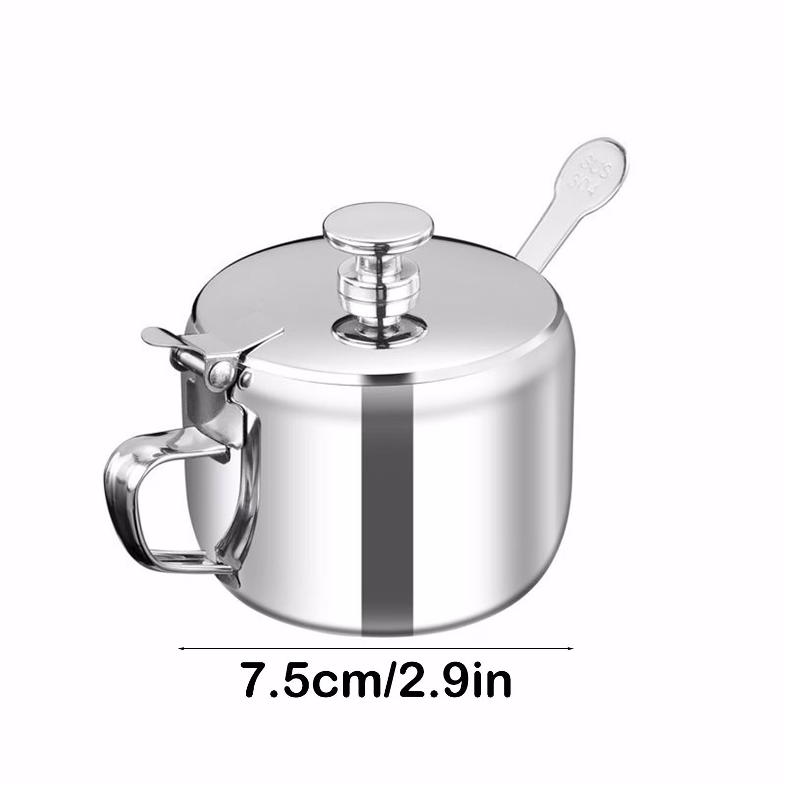 VQPeo Stainless Steel Sugar Bowl with Lid and Spoon Coffee Seasoning Jar Condiment Pot Spice Container Canister Cruet with Lid and Spoon
